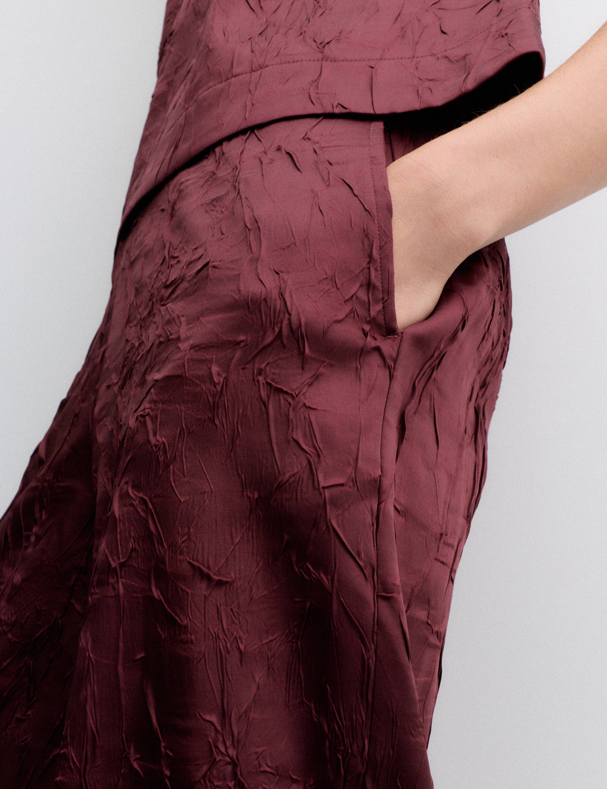 Satin Textured High Waisted Wide Leg Trousers 6 of 7