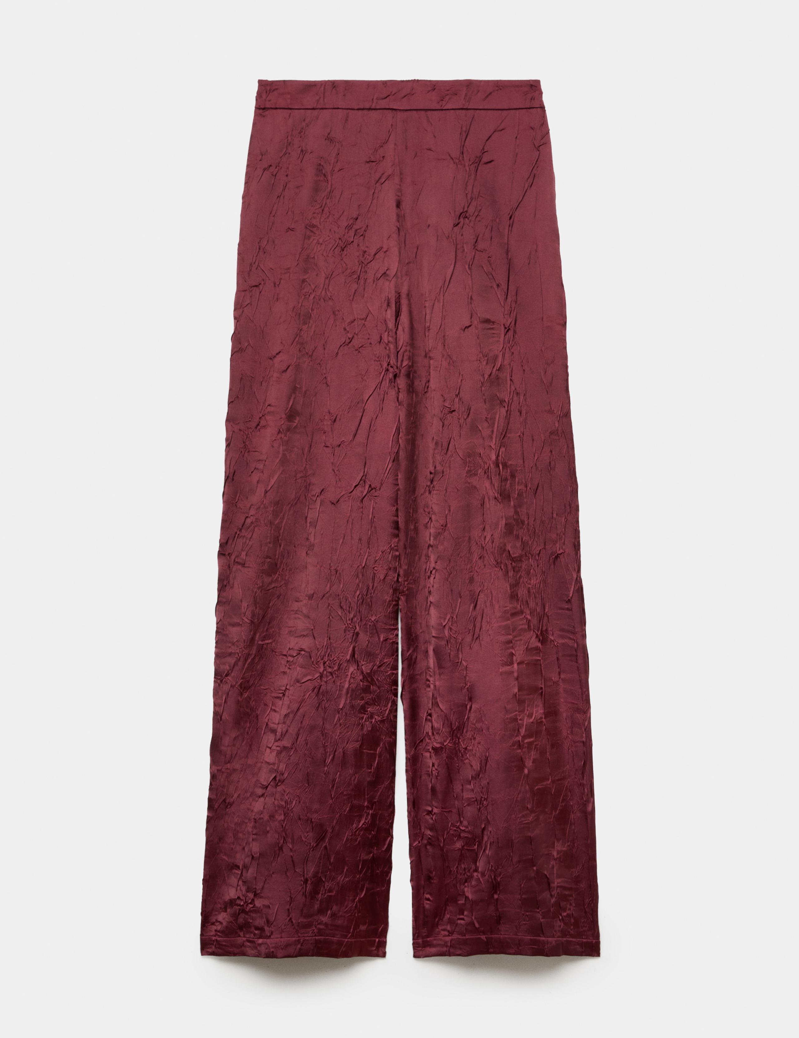 Satin Textured High Waisted Wide Leg Trousers 2 of 7
