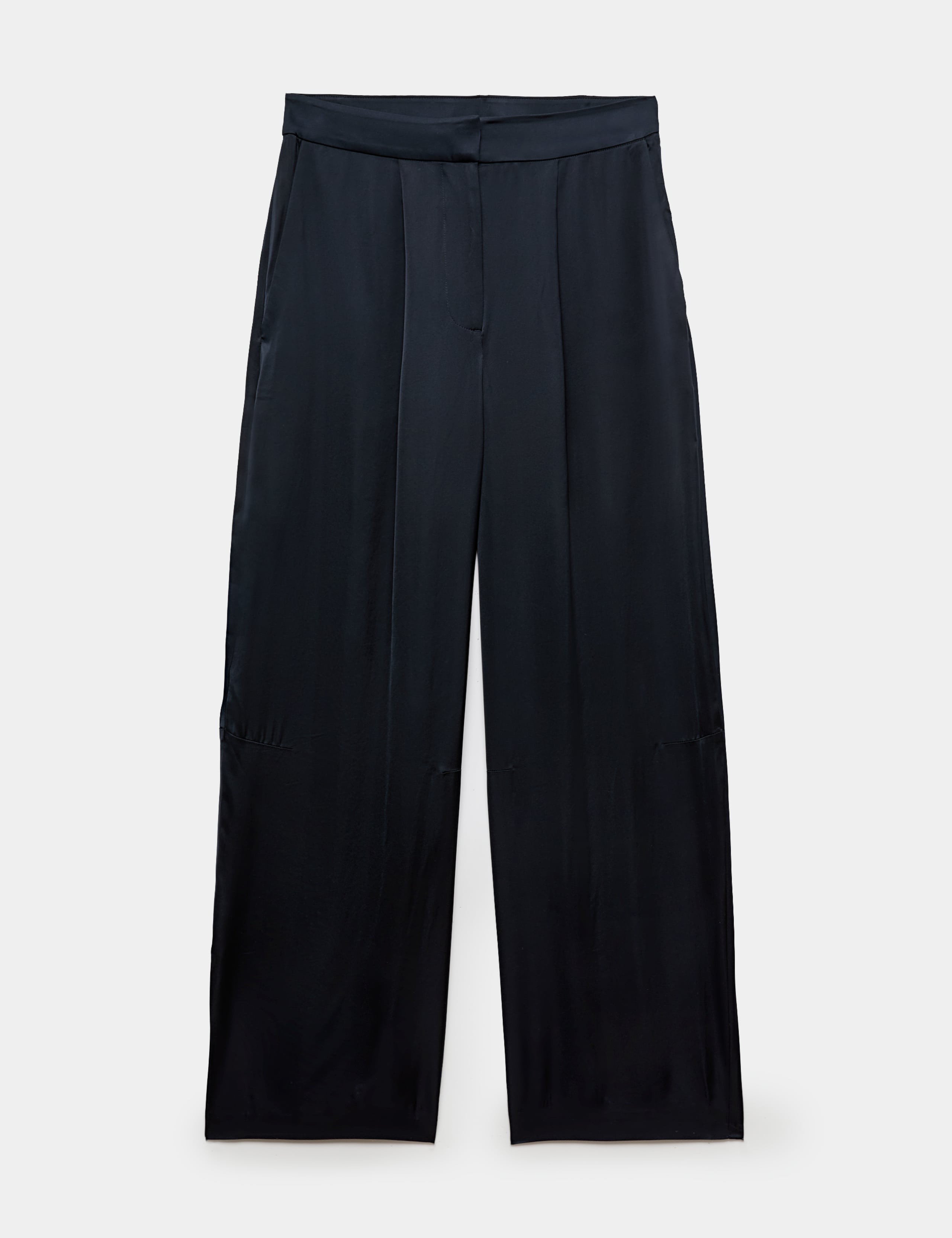 Satin Pleat Front Barrel Leg Cropped Trousers 2 of 7
