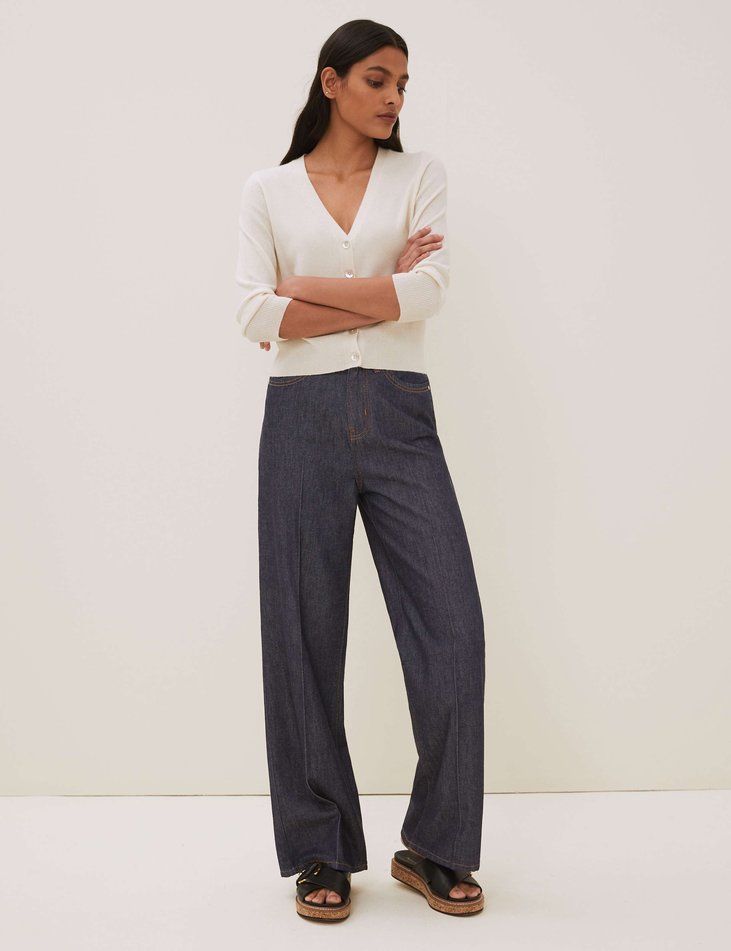 Calvin Klein Jeans Denim Blu Bambina In Cotone Vita Alta Gamba A Palazzo Patch Logo Sul Taschino 136097310 - Foto 12