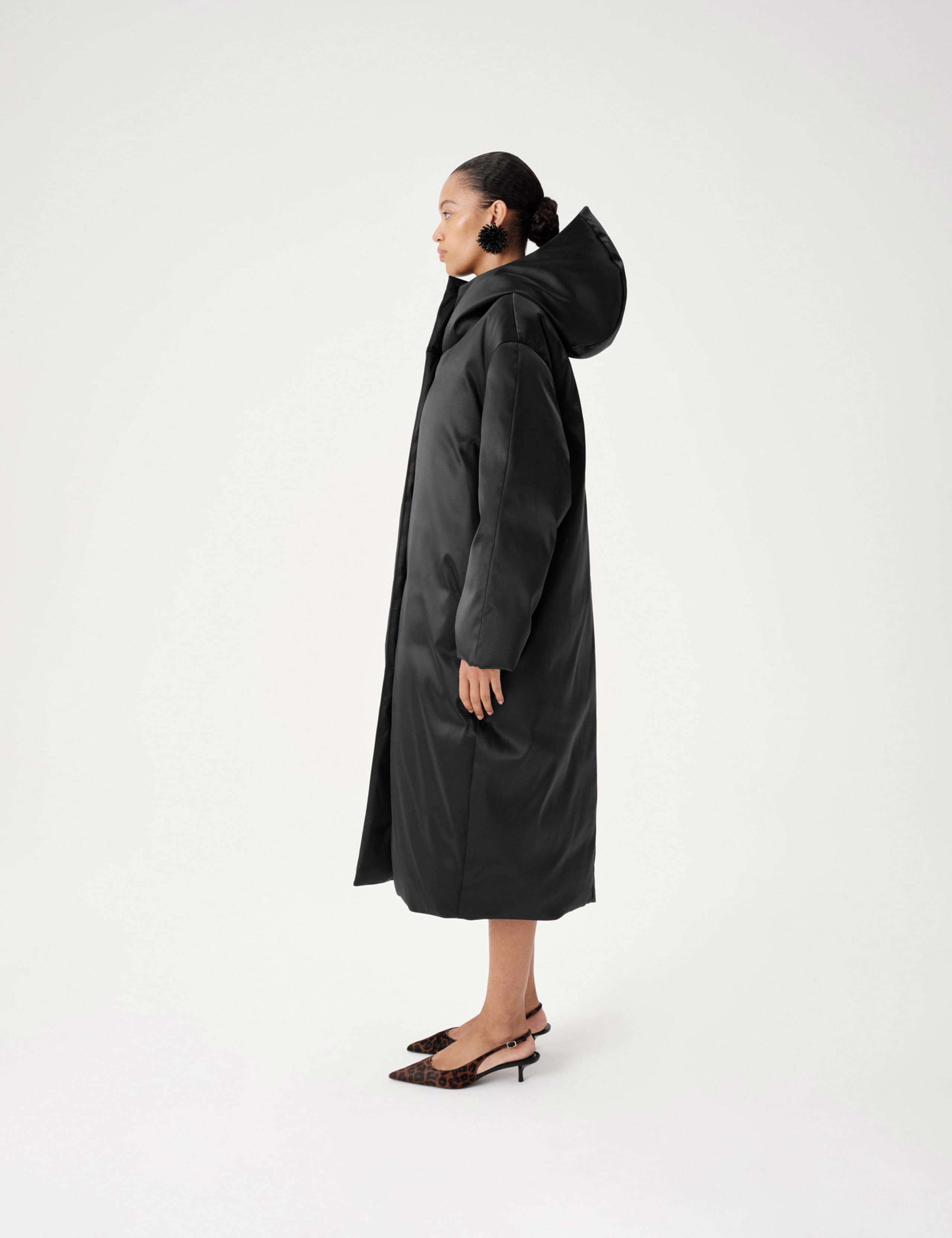Feather & Down Satin Maxi Hooded Puffer Coat 3 of 8