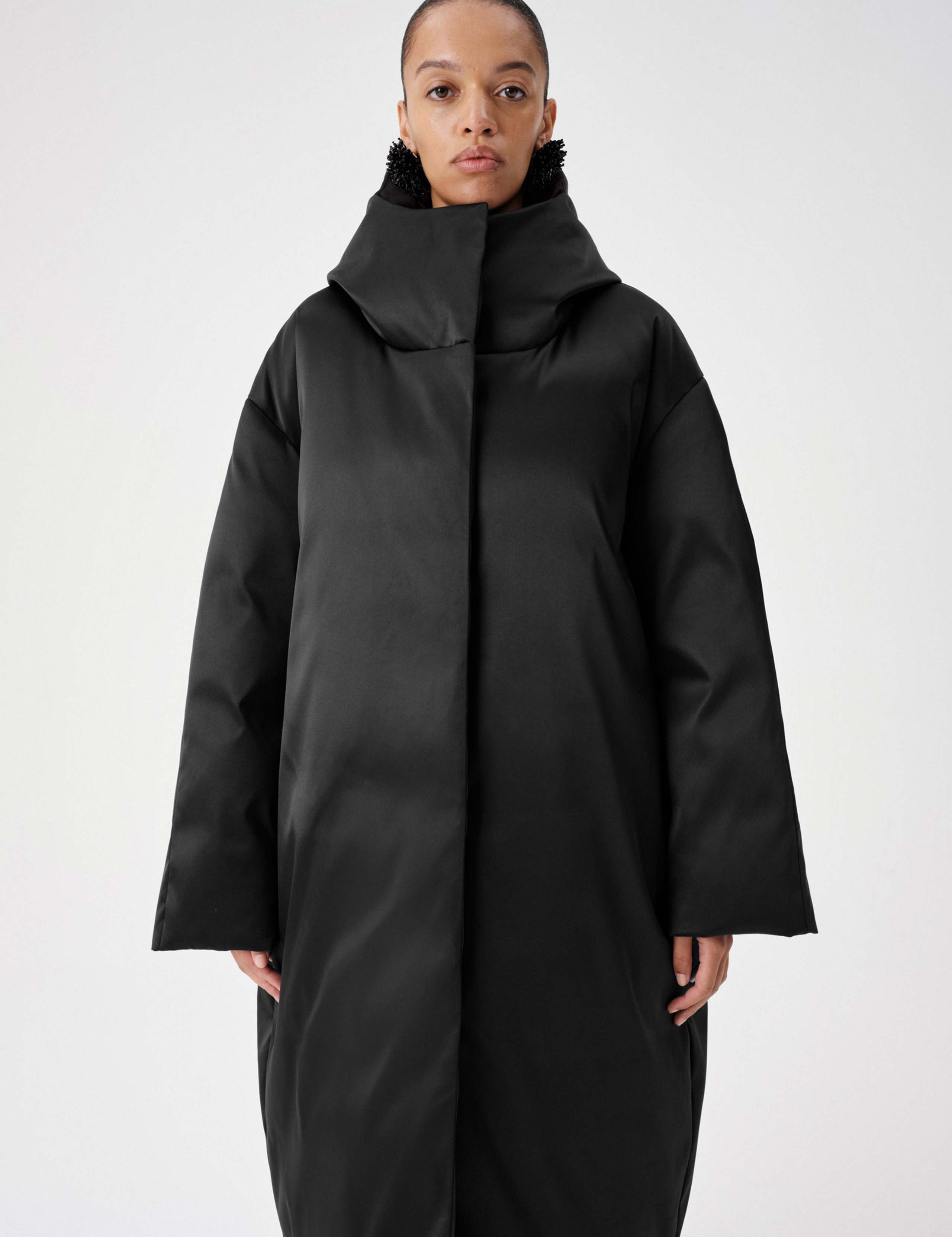 Feather & Down Satin Maxi Hooded Puffer Coat 4 of 8