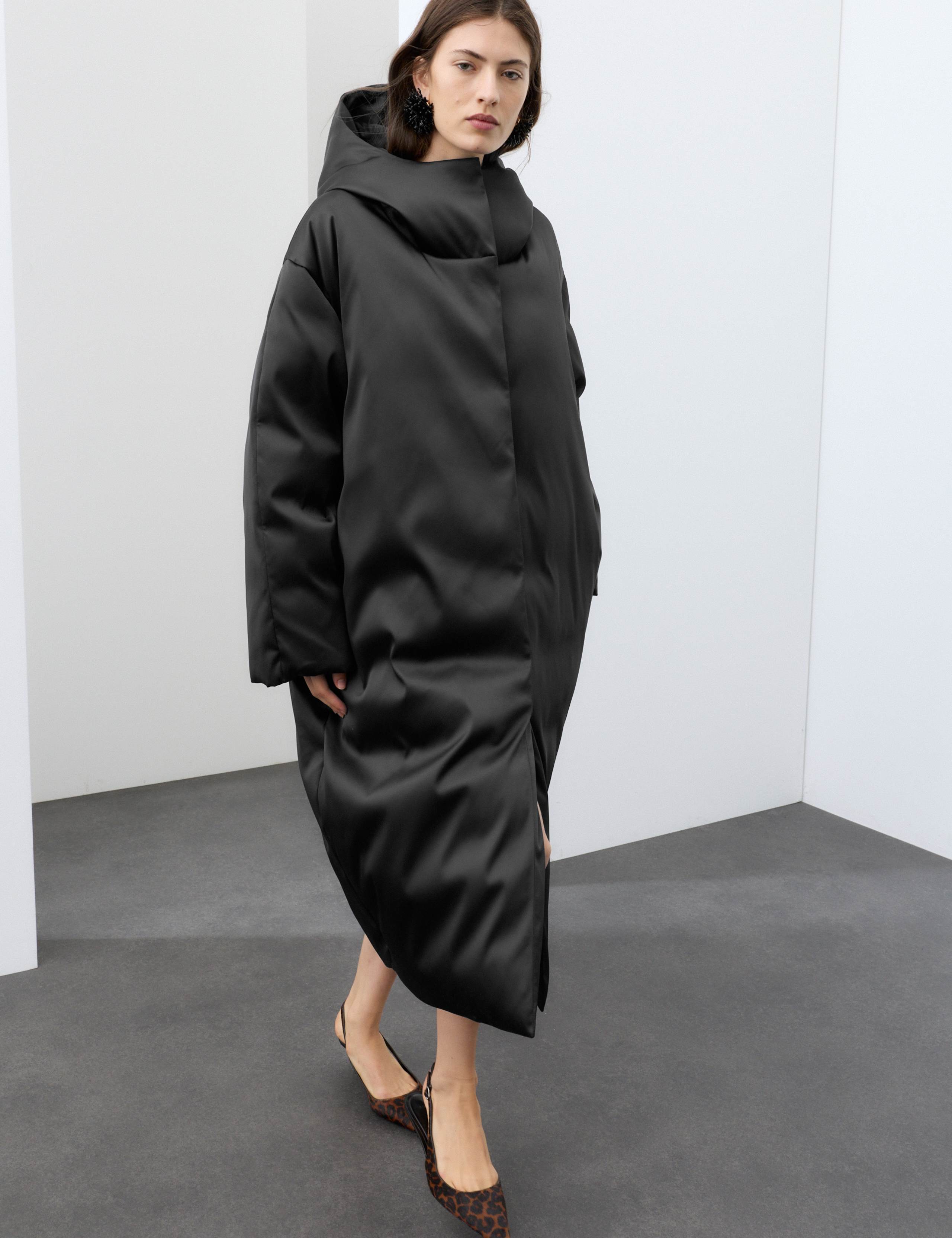 Feather & Down Satin Relaxed Hooded Maxi Puffer Coat 4 of 8