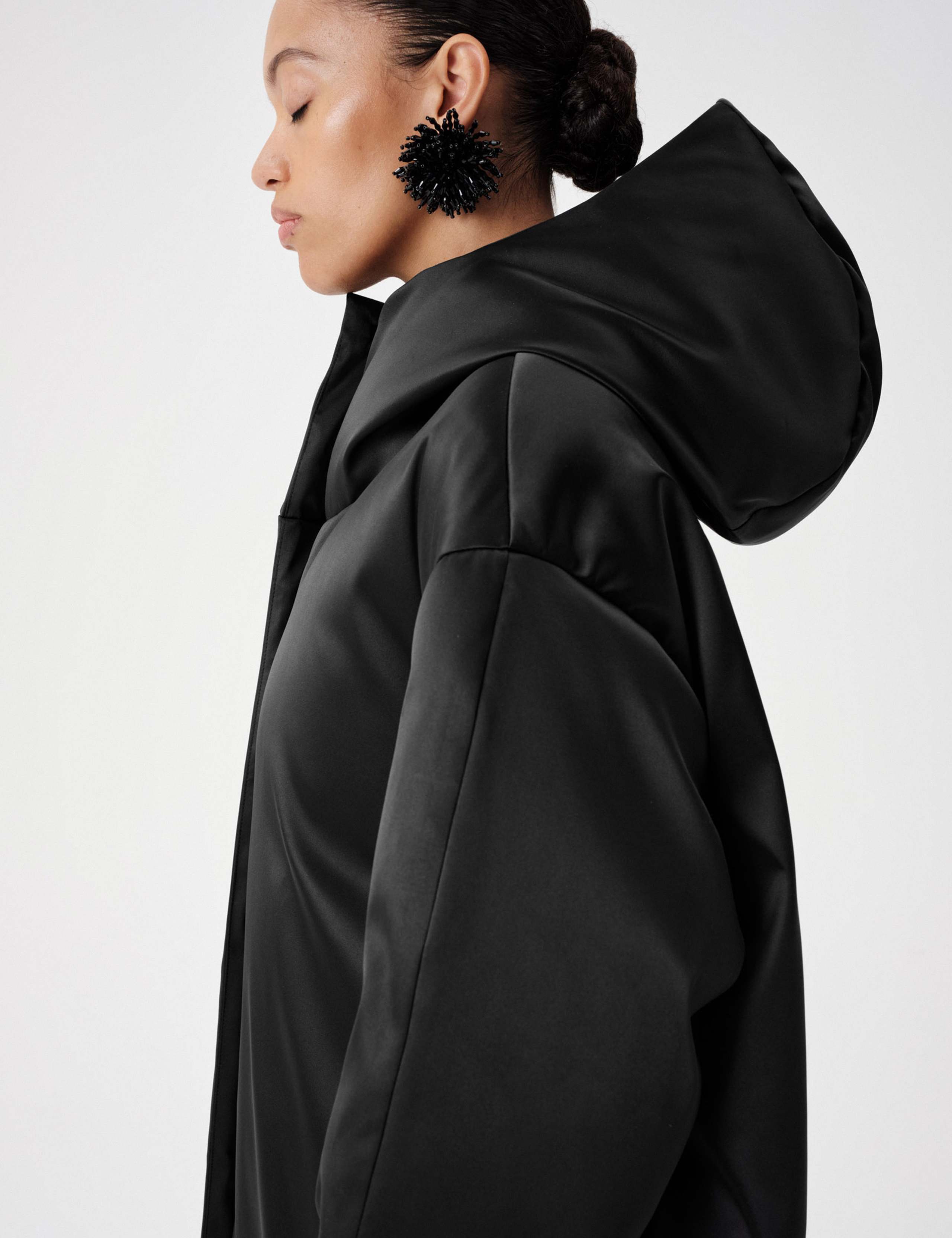 Feather & Down Satin Maxi Hooded Puffer Coat 5 of 8