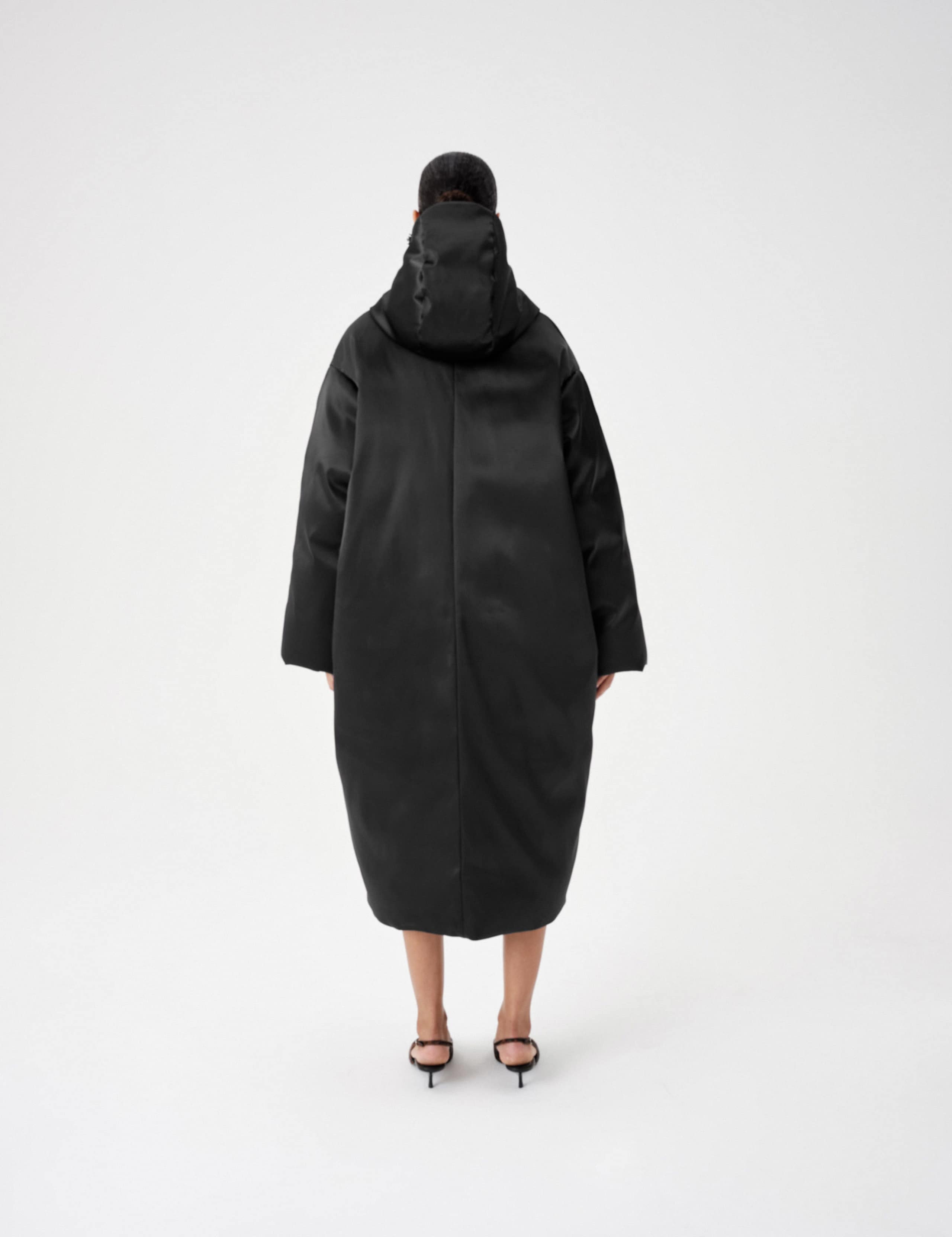 Feather & Down Satin Maxi Hooded Puffer Coat 6 of 8