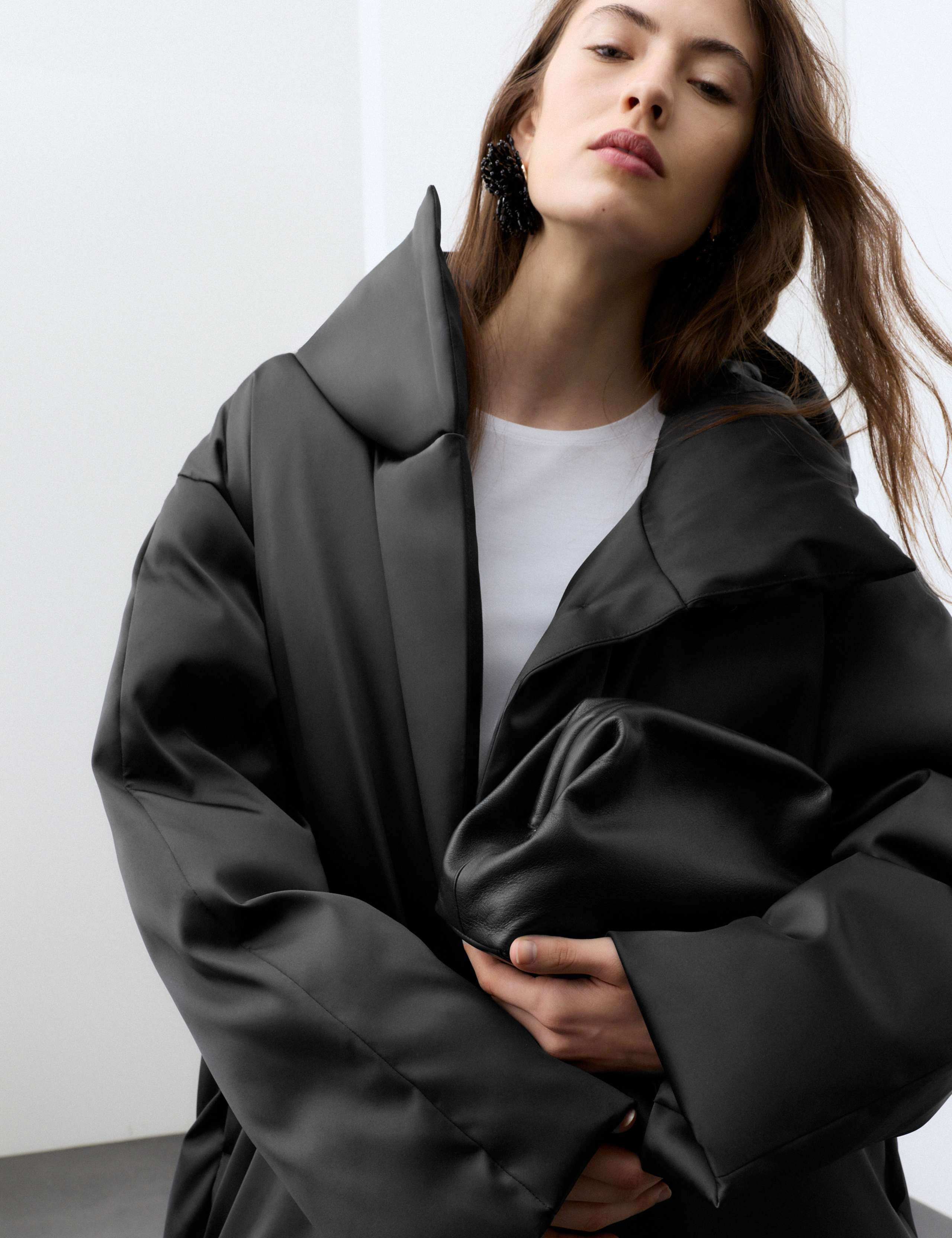 Feather & Down Satin Maxi Hooded Puffer Coat 7 of 8