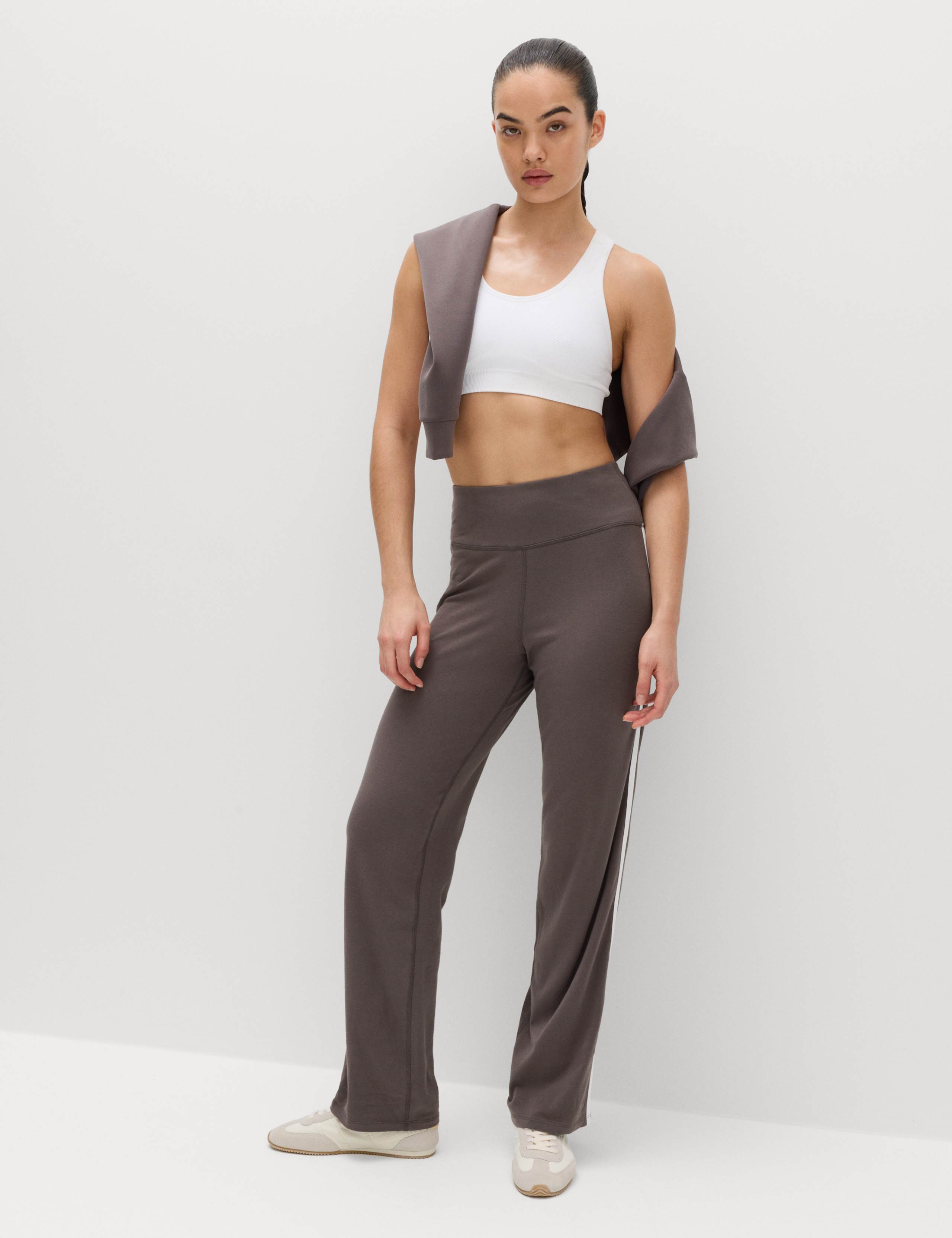 Go Easy Cotton Rich Side Stripe High Waisted Straight Leg Joggers 5 of 5