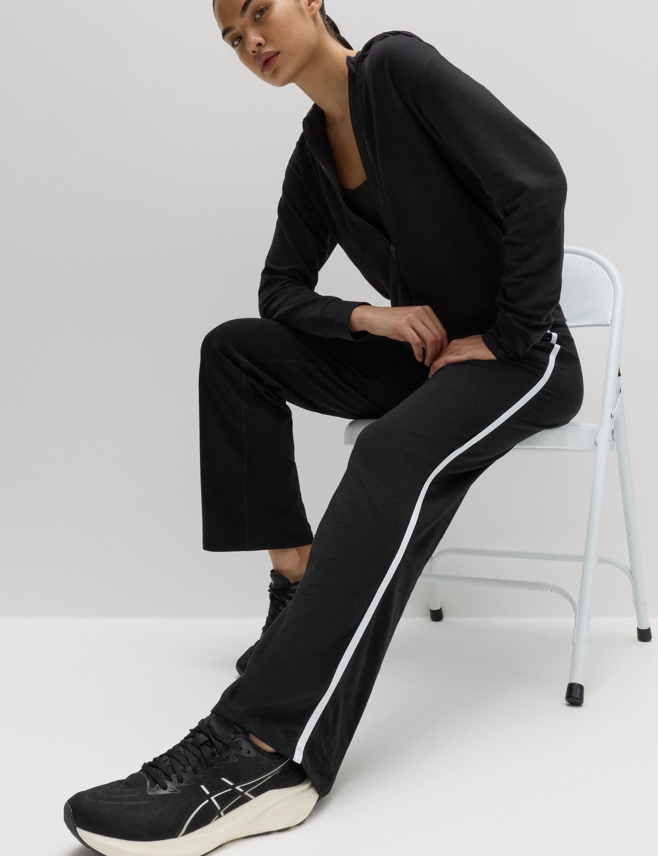 Go Easy Cotton Rich Side Stripe High Waisted Straight Leg Joggers 5 of 6