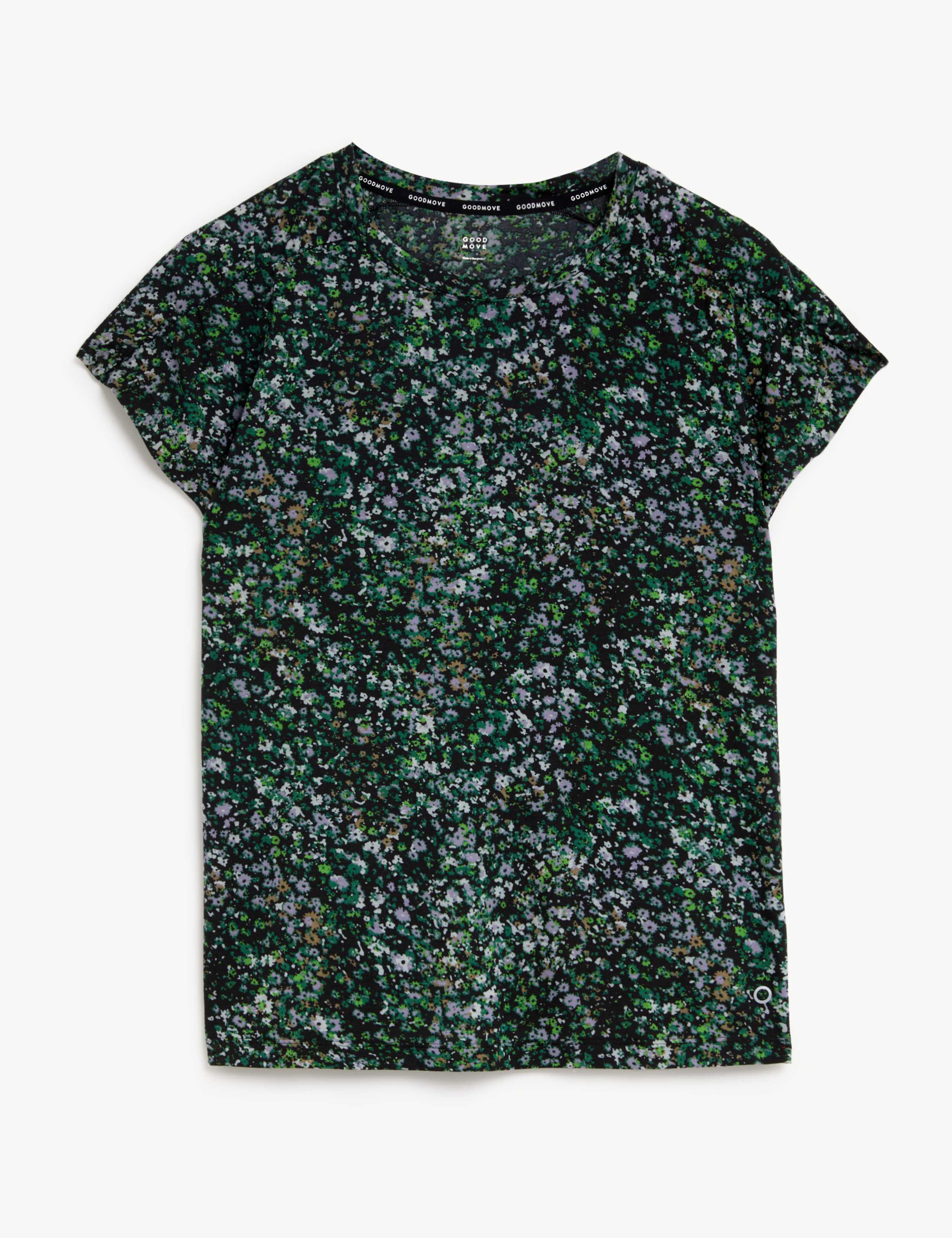 Printed Scoop Neck Short Sleeve Yoga Top 2 of 7