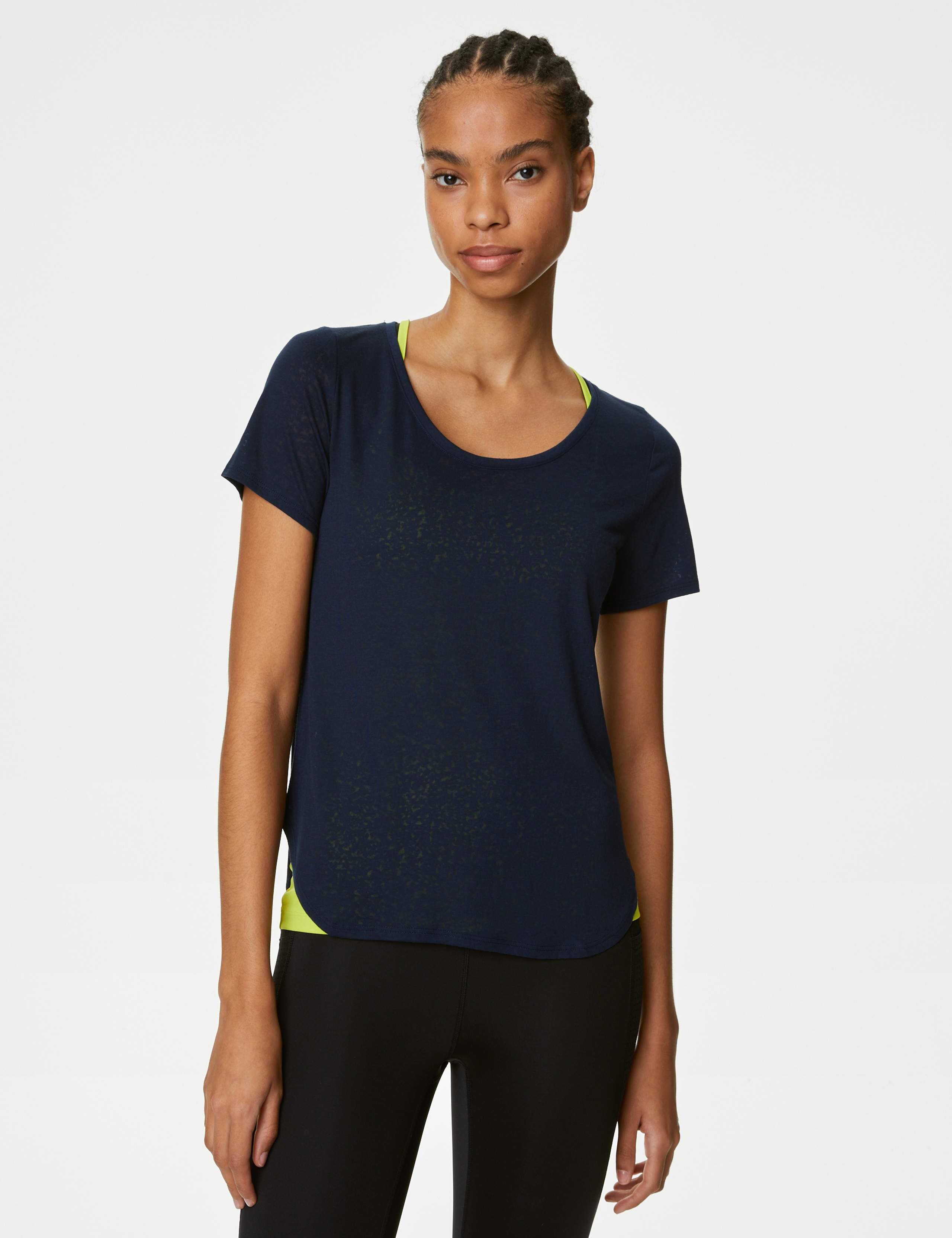 Scoop Neck Double Layer Strappy T-Shirt 2 of 6