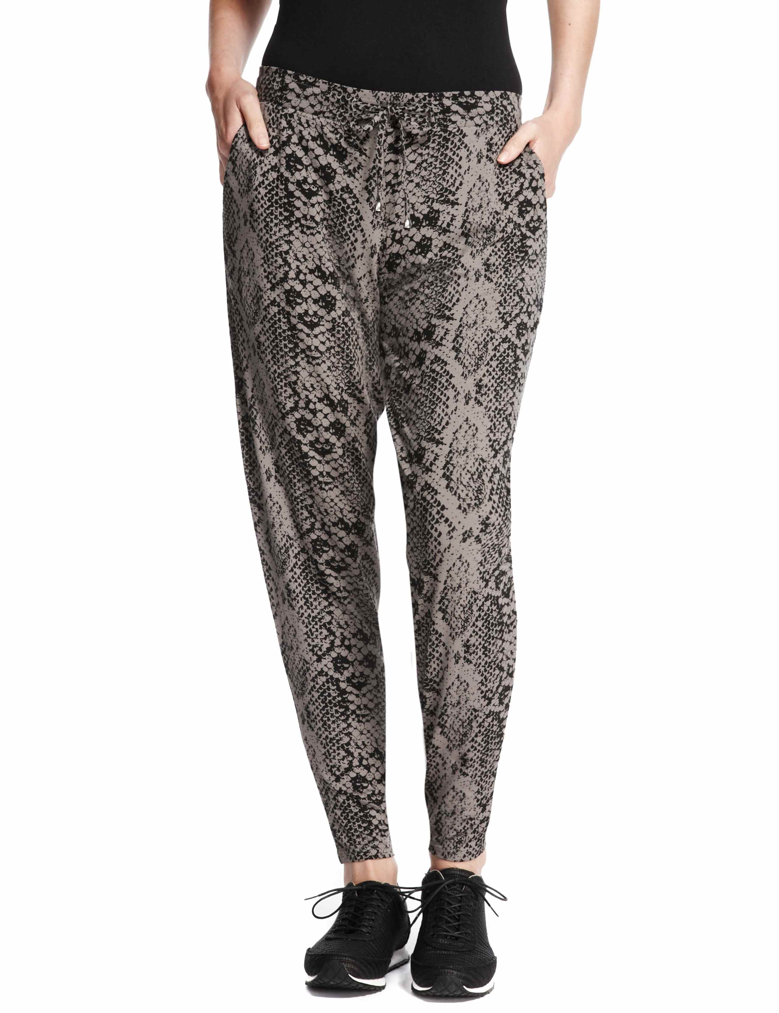 Faux Snakeskin Print Tapered Leg Trousers 1 of 4