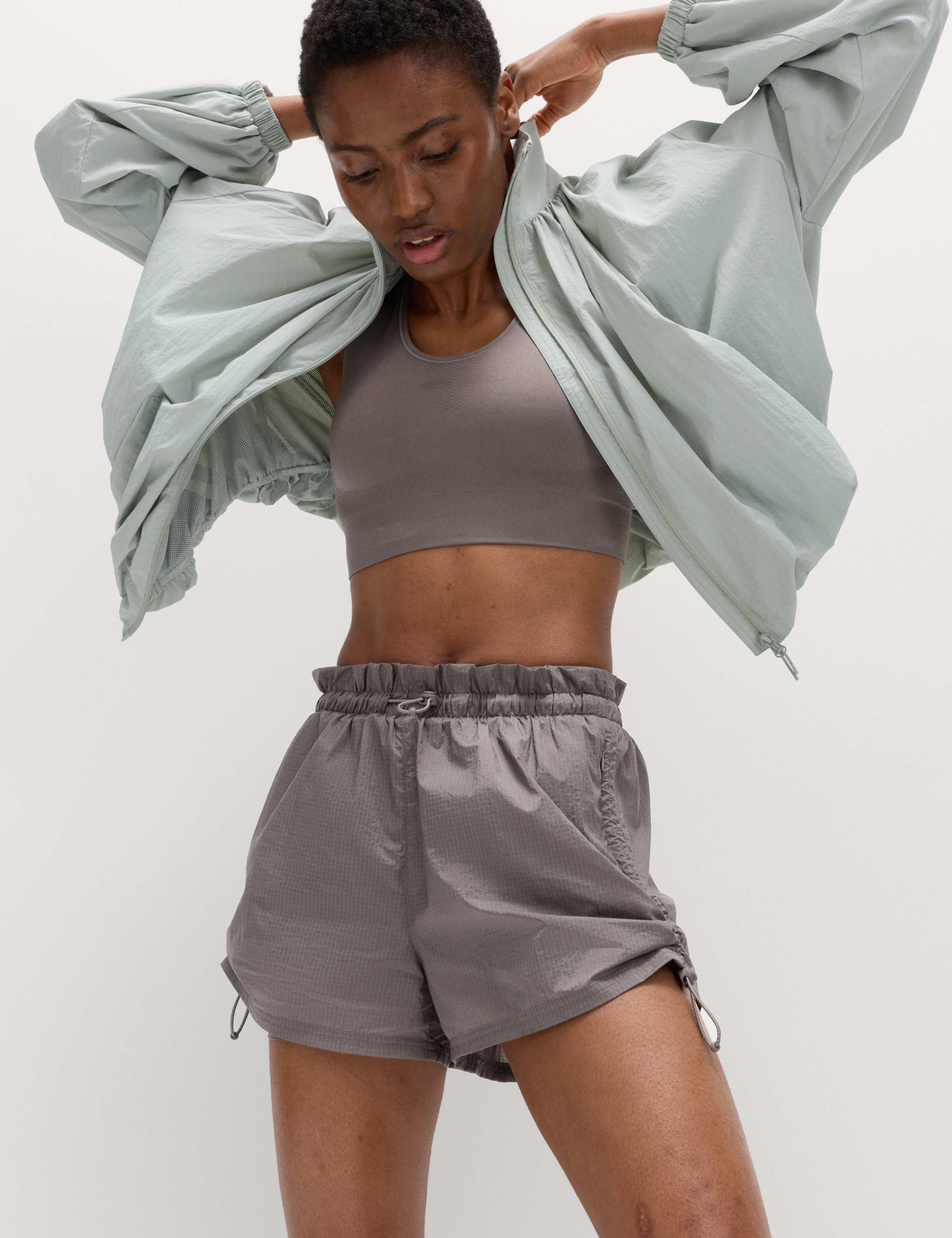 Layered Ruched Running Shorts 1 of 7