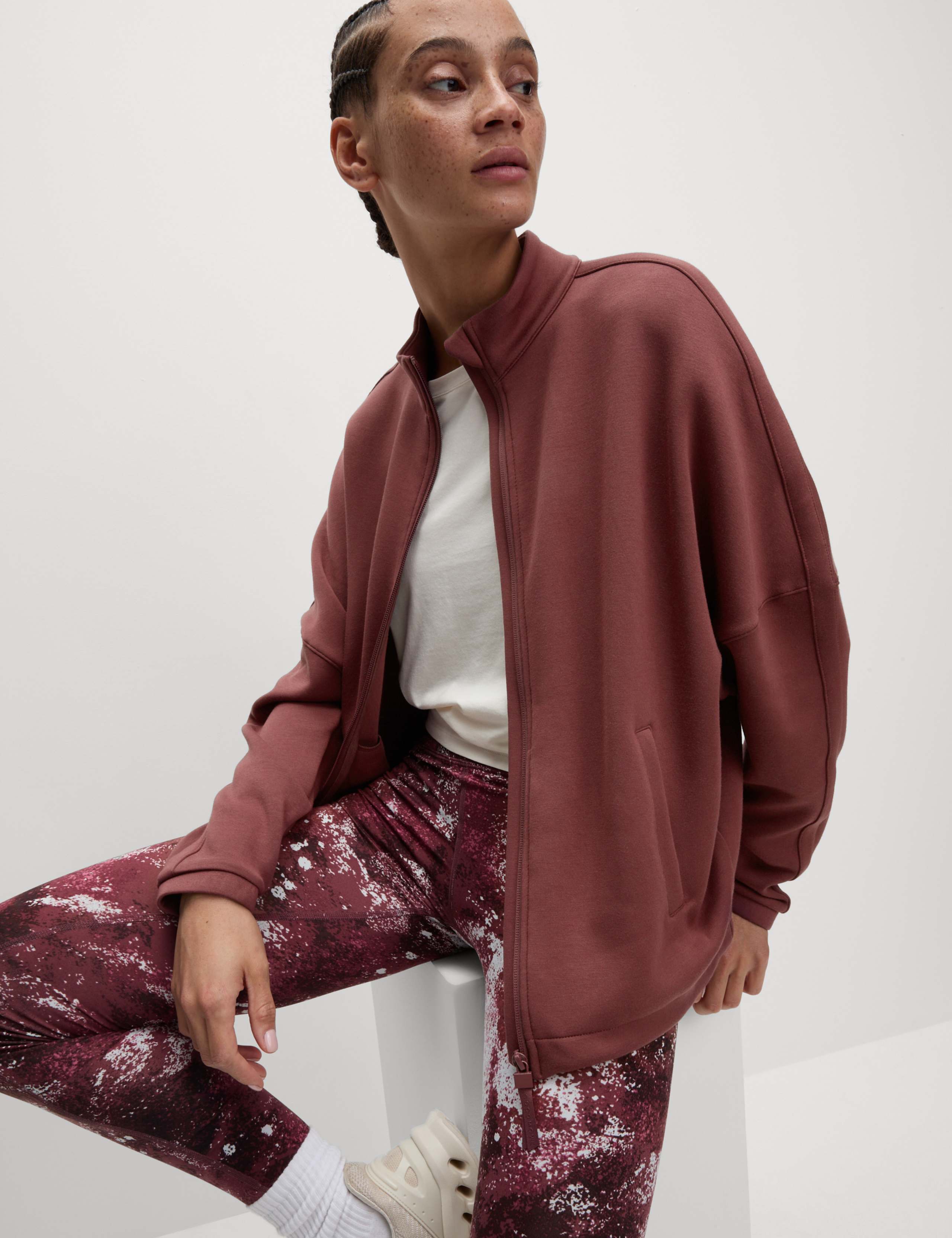Funnel Neck Relaxed Zip Up Bomber Jacket 4 of 7