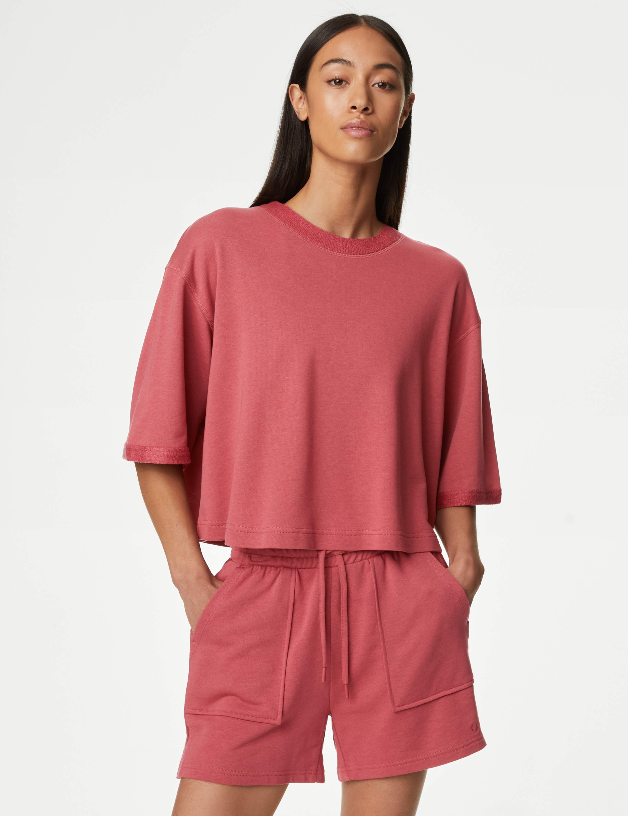 Scoop Neck Boxy Cropped T-Shirt with Cotton 3 of 7