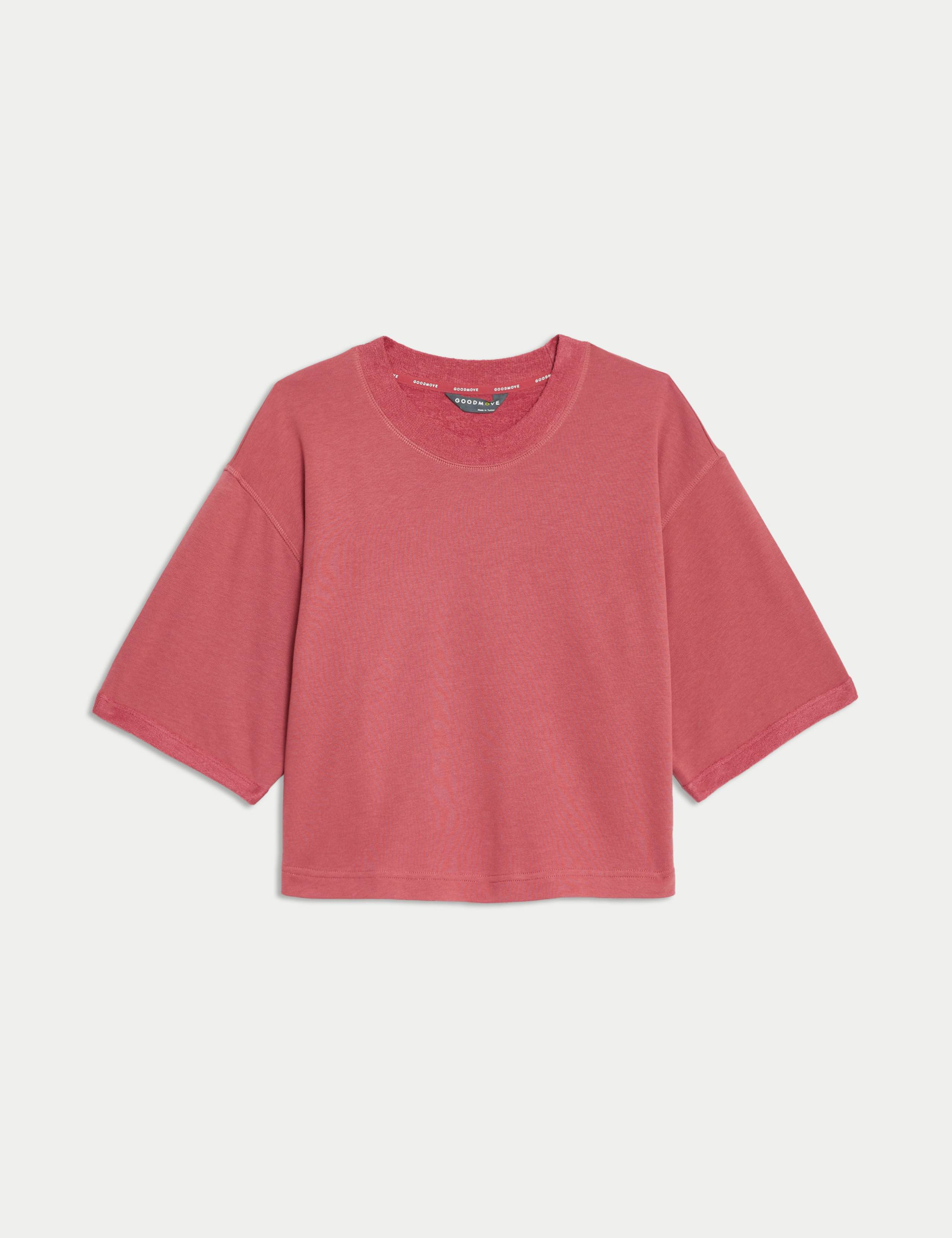 Scoop Neck Boxy Cropped T-Shirt with Cotton 2 of 7