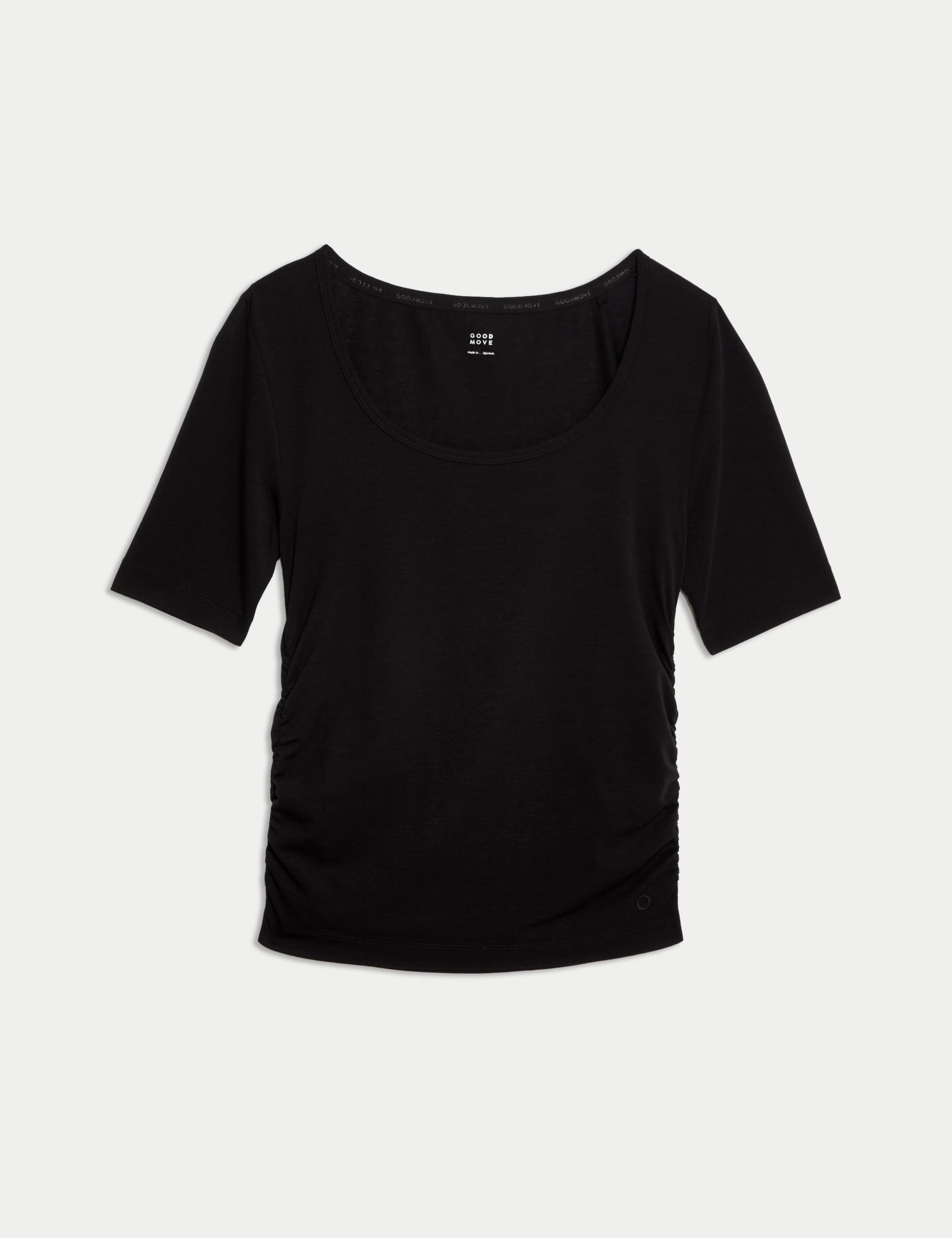 Lightweight Scoop Neck Ruched Yoga T-Shirt 2 of 6