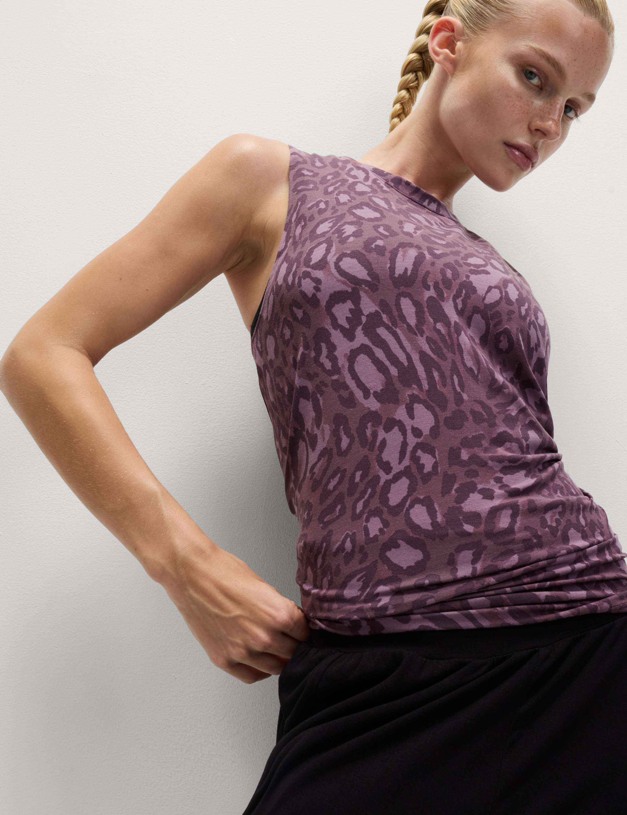 Modal Blend Printed Tie Back Relaxed Vest Top 5 of 6