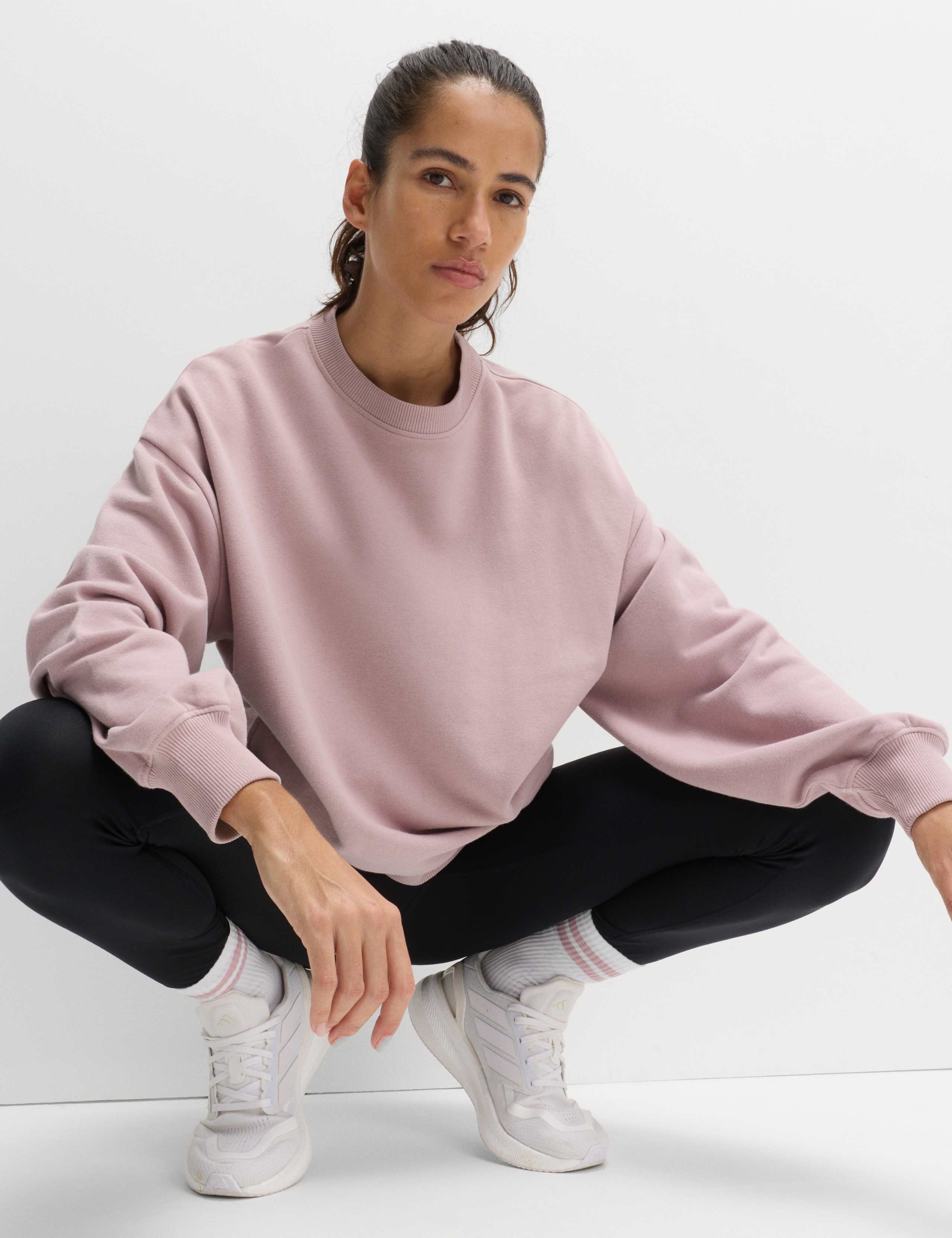 Cotton Rich Crew Neck Oversized Sweatshirt 1 of 4