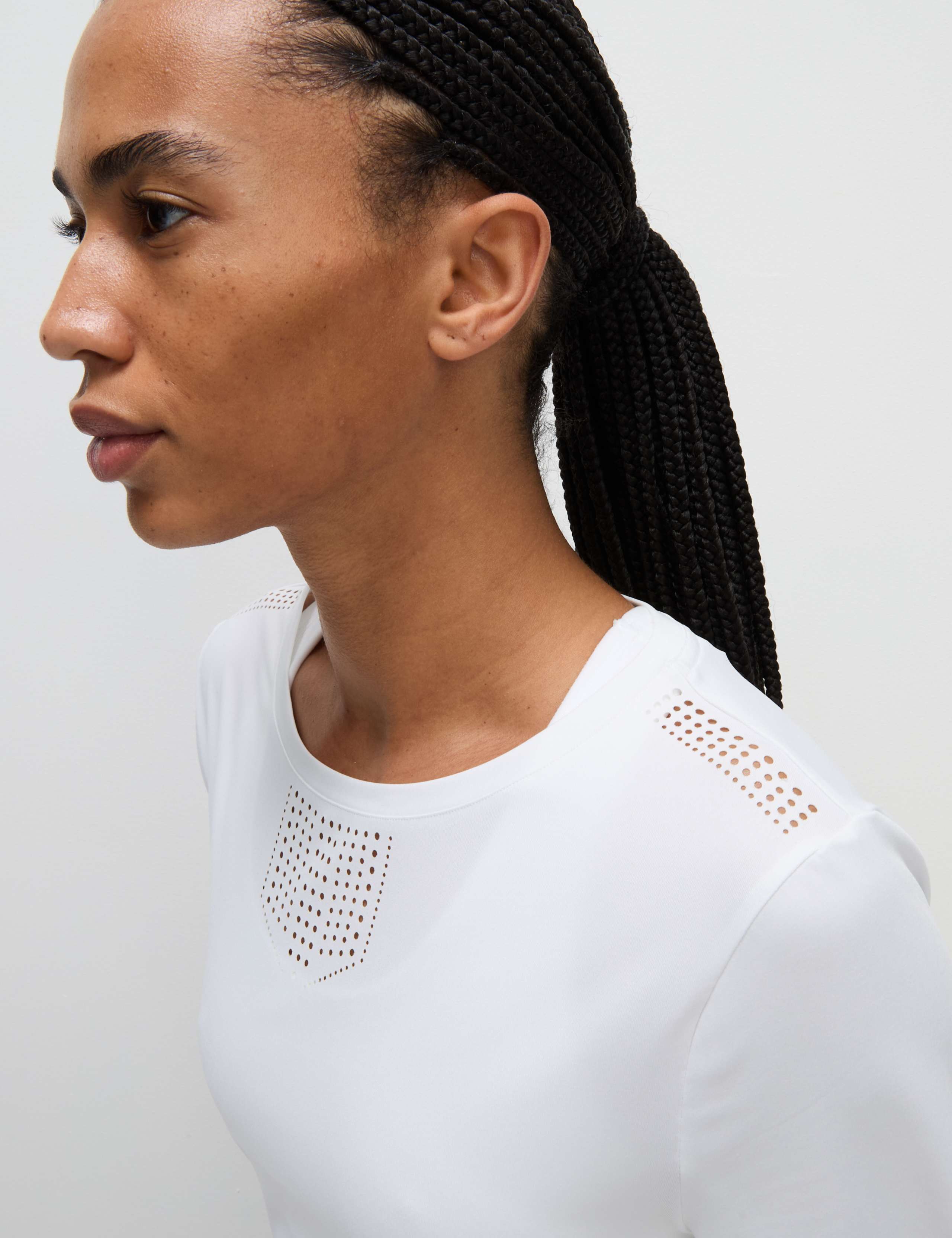 Crew Neck Laser Cut Relaxed T-Shirt 1 of 5