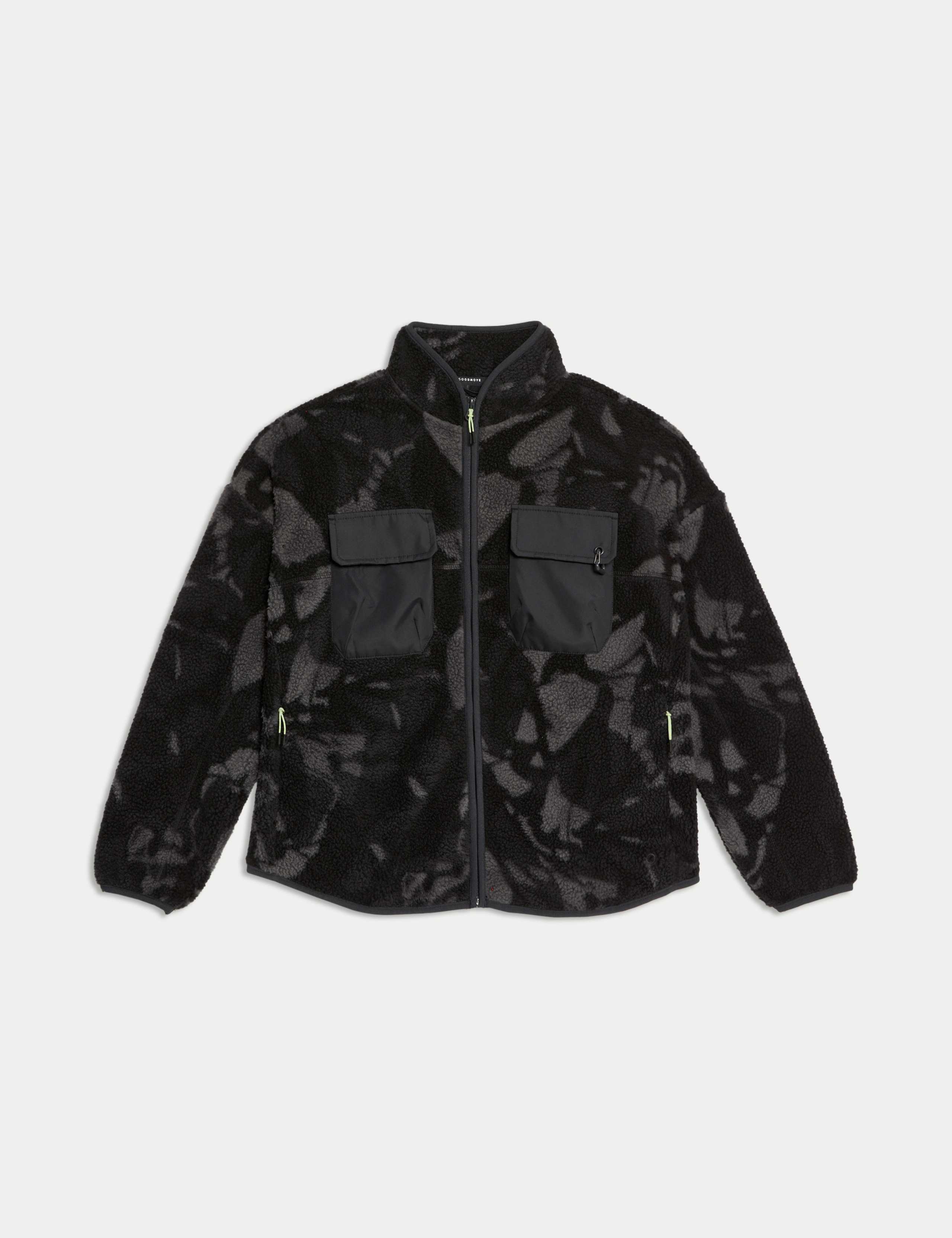 Borg Printed Funnel Neck Zip Up Fleece Jacket 2 of 6