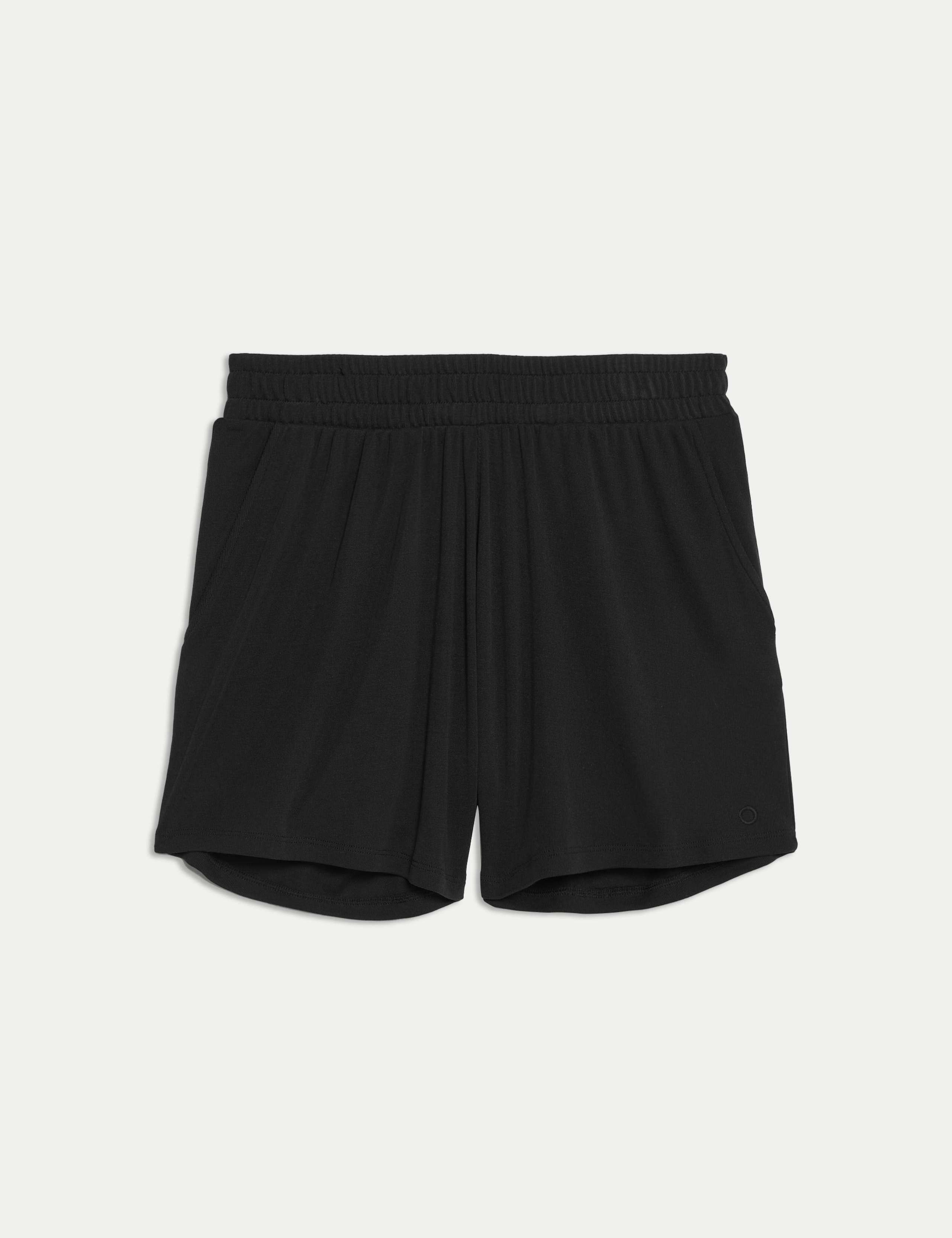 Modal Rich Ribbed Relaxed High Waisted Yoga Shorts 2 of 6