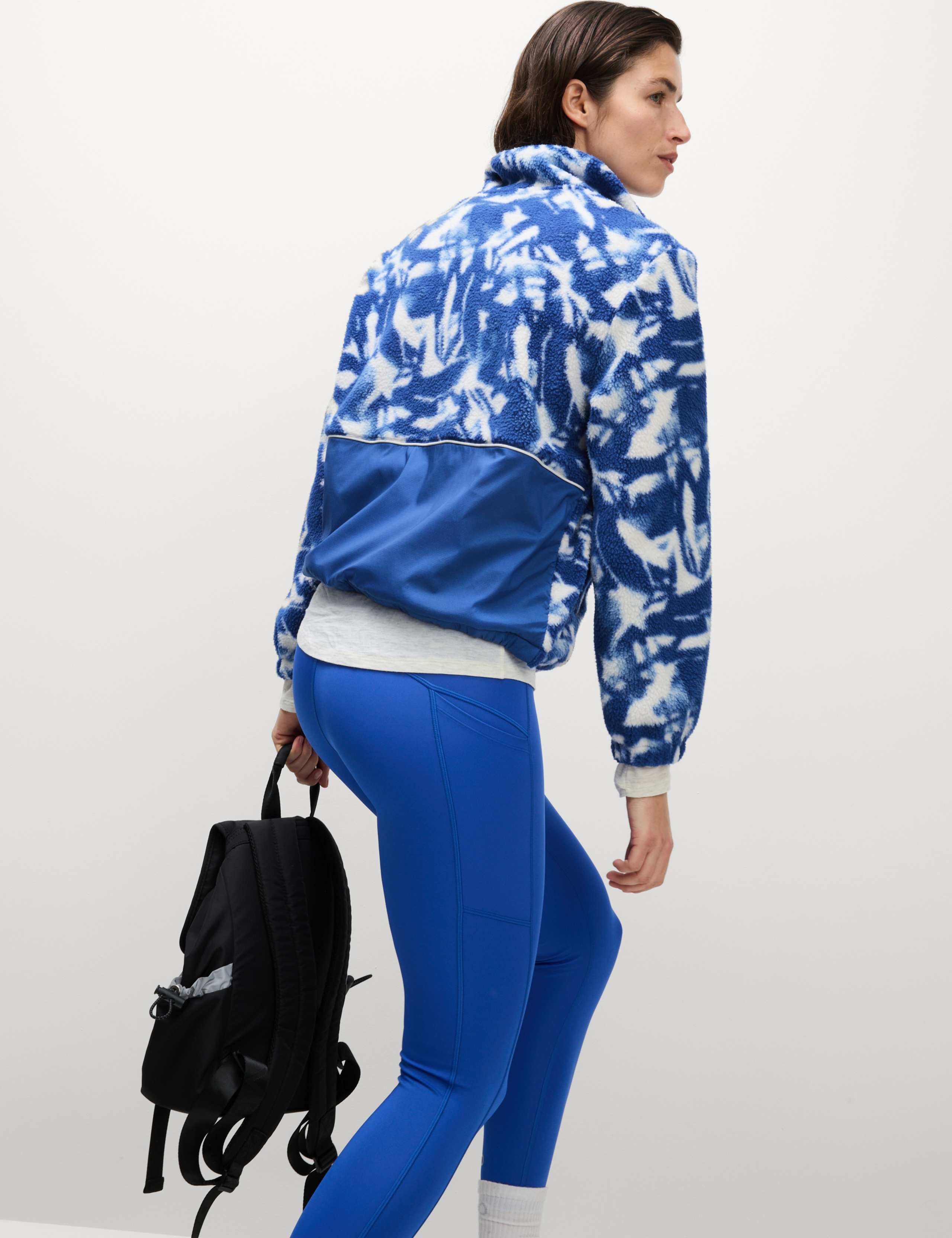 Borg Printed Funnel Neck Zip Up Fleece Jacket 3 of 6