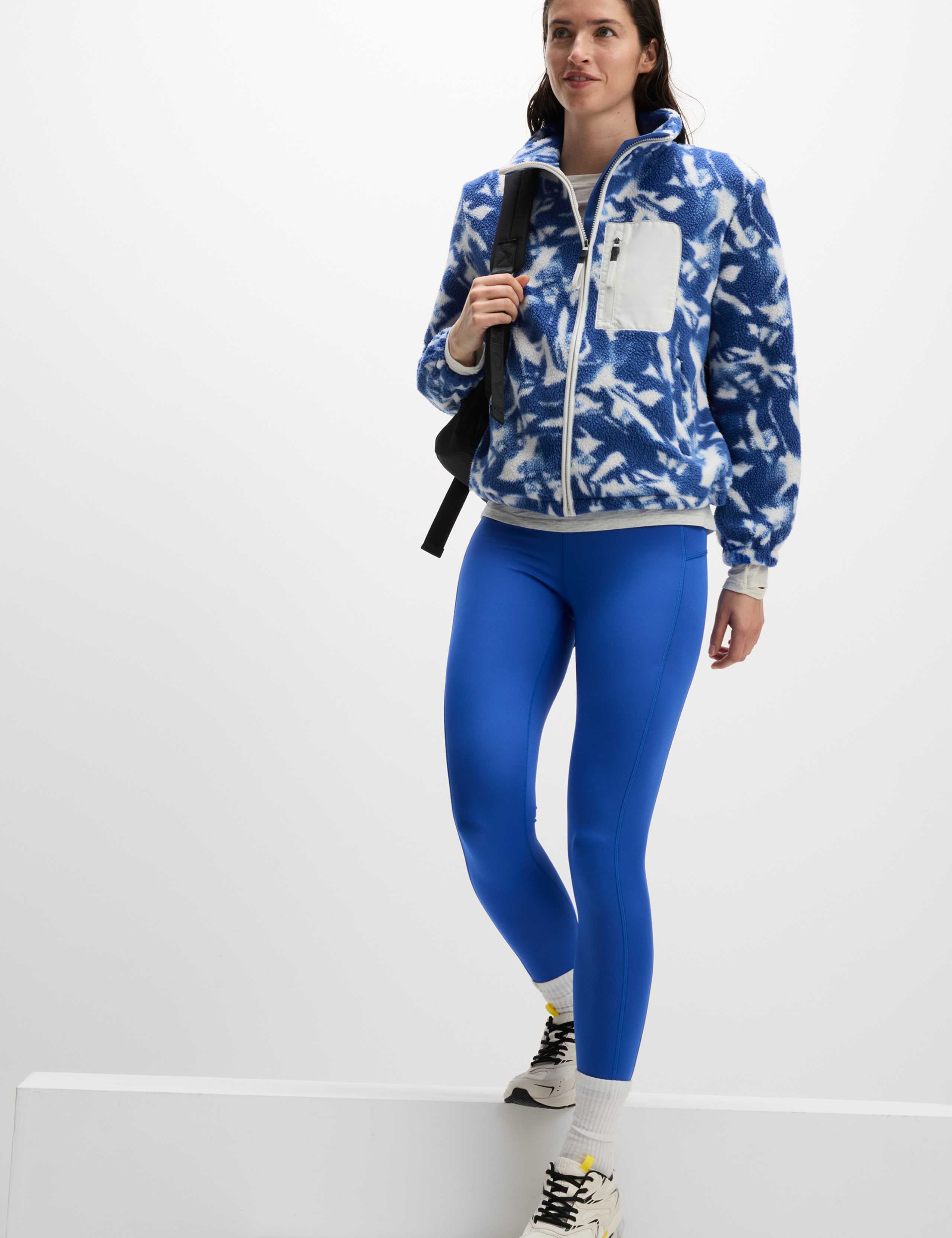 Borg Printed Funnel Neck Zip Up Fleece Jacket 5 of 6