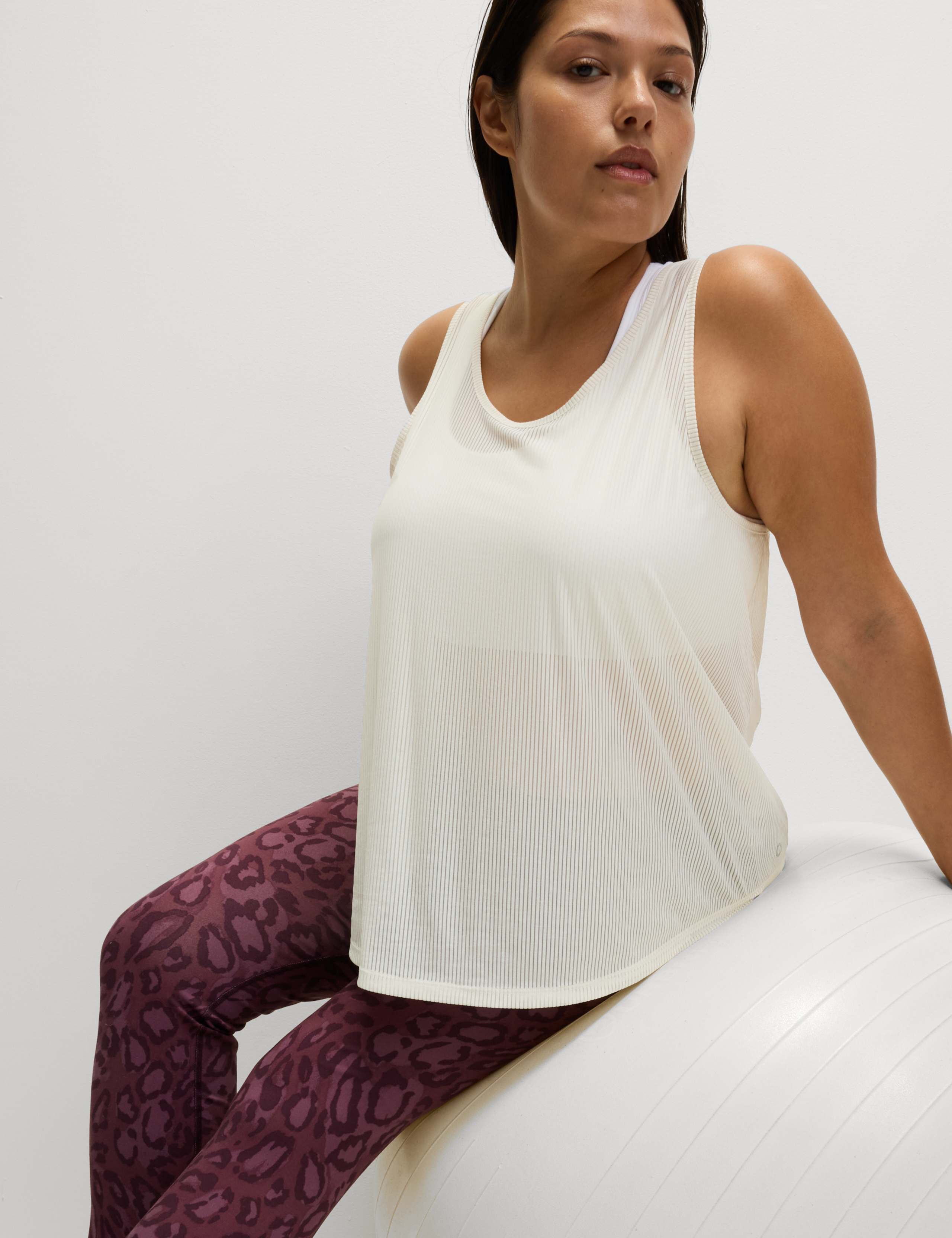 Rib Scoop Neck Sheer Relaxed Vest Top 1 of 6