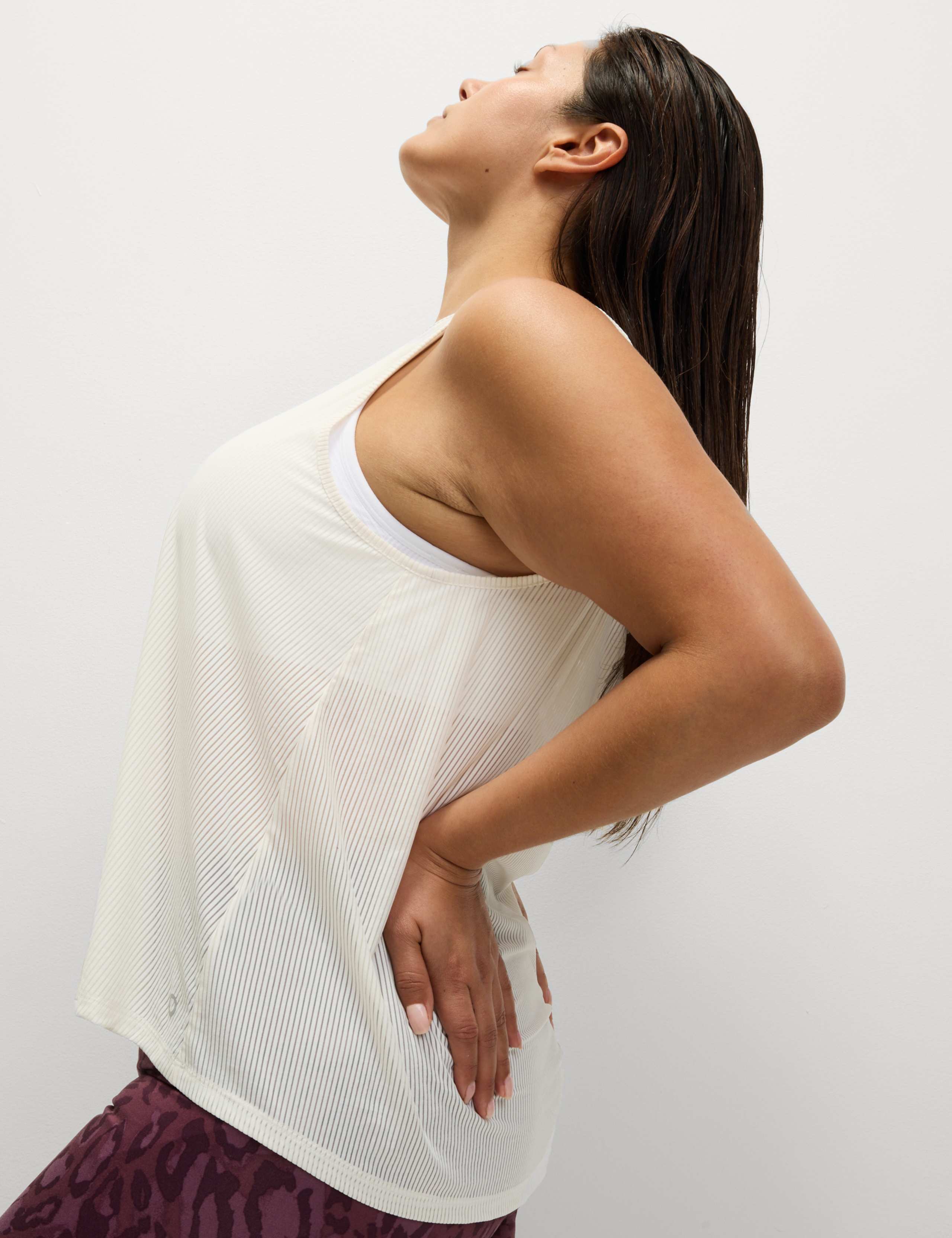 Rib Scoop Neck Sheer Relaxed Vest Top 3 of 6
