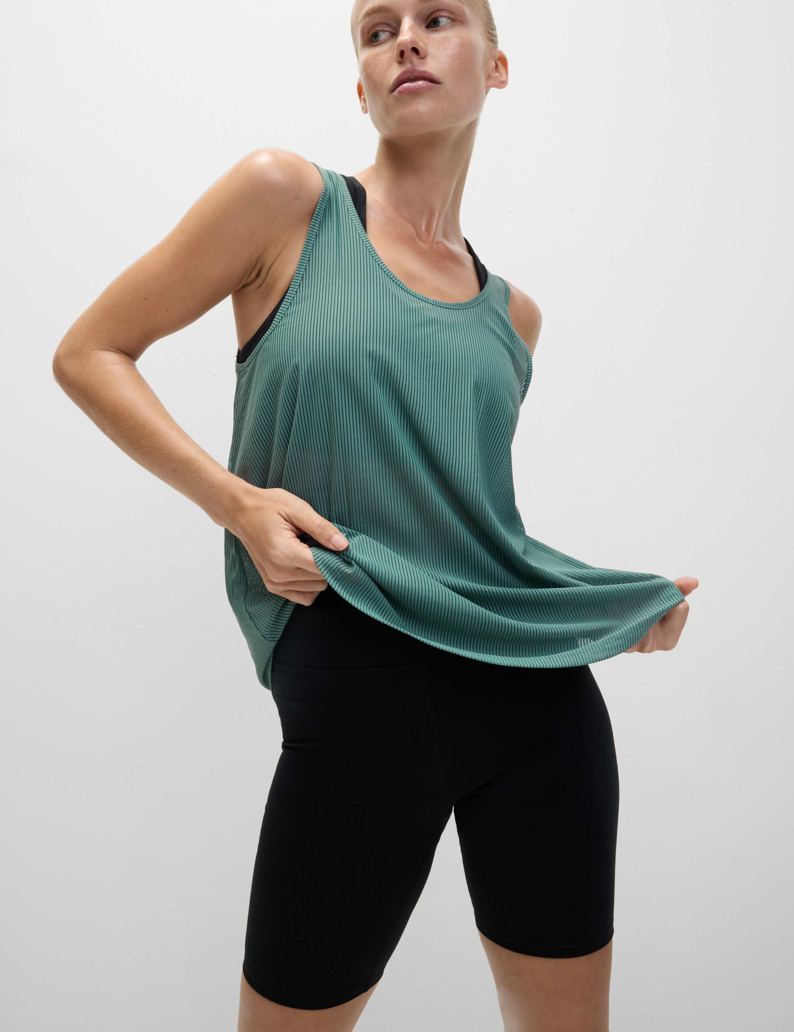 Rib Scoop Neck Sheer Relaxed Vest Top 3 of 7