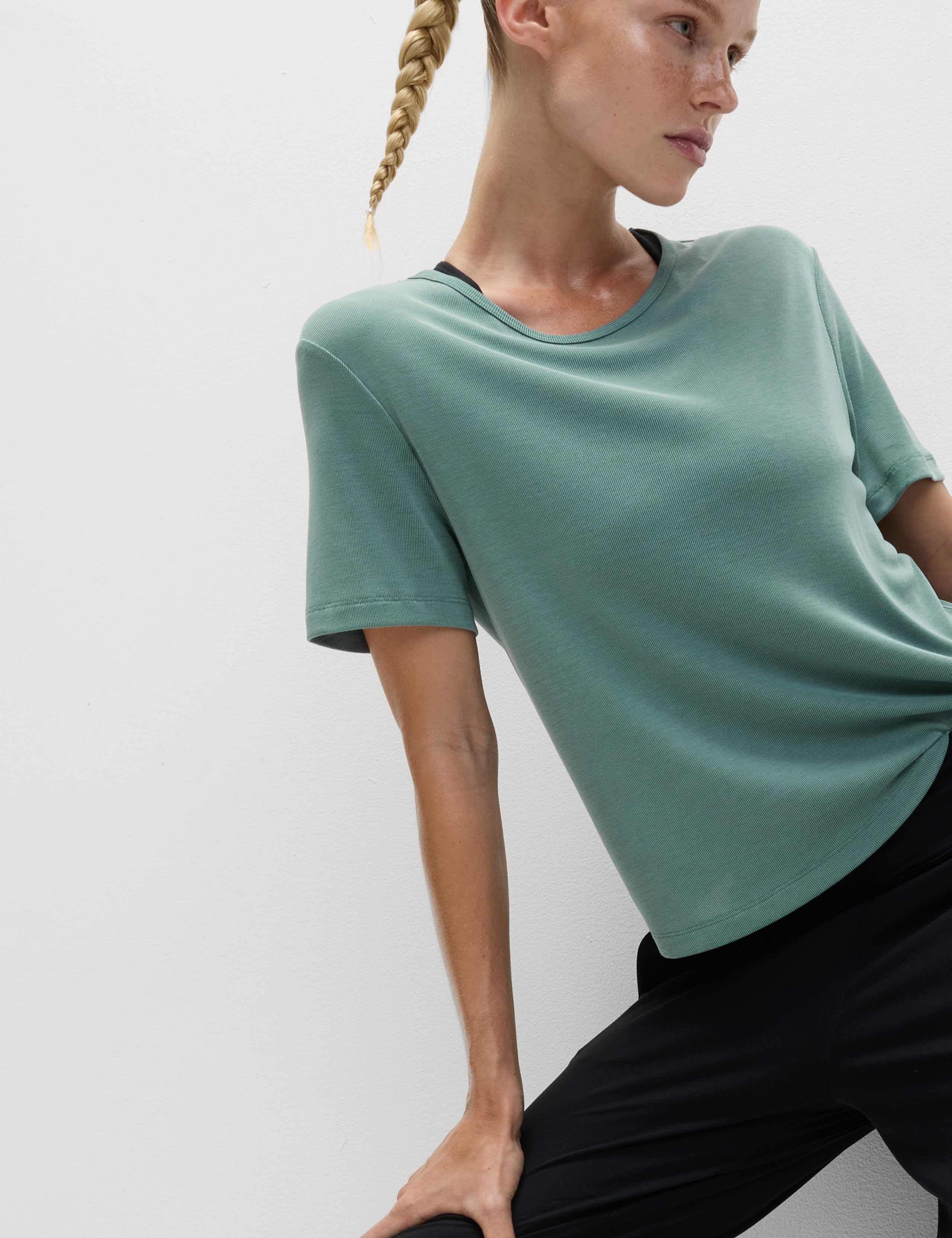 Modal Rich Rib Round Neck Boxy T-Shirt 6 of 8