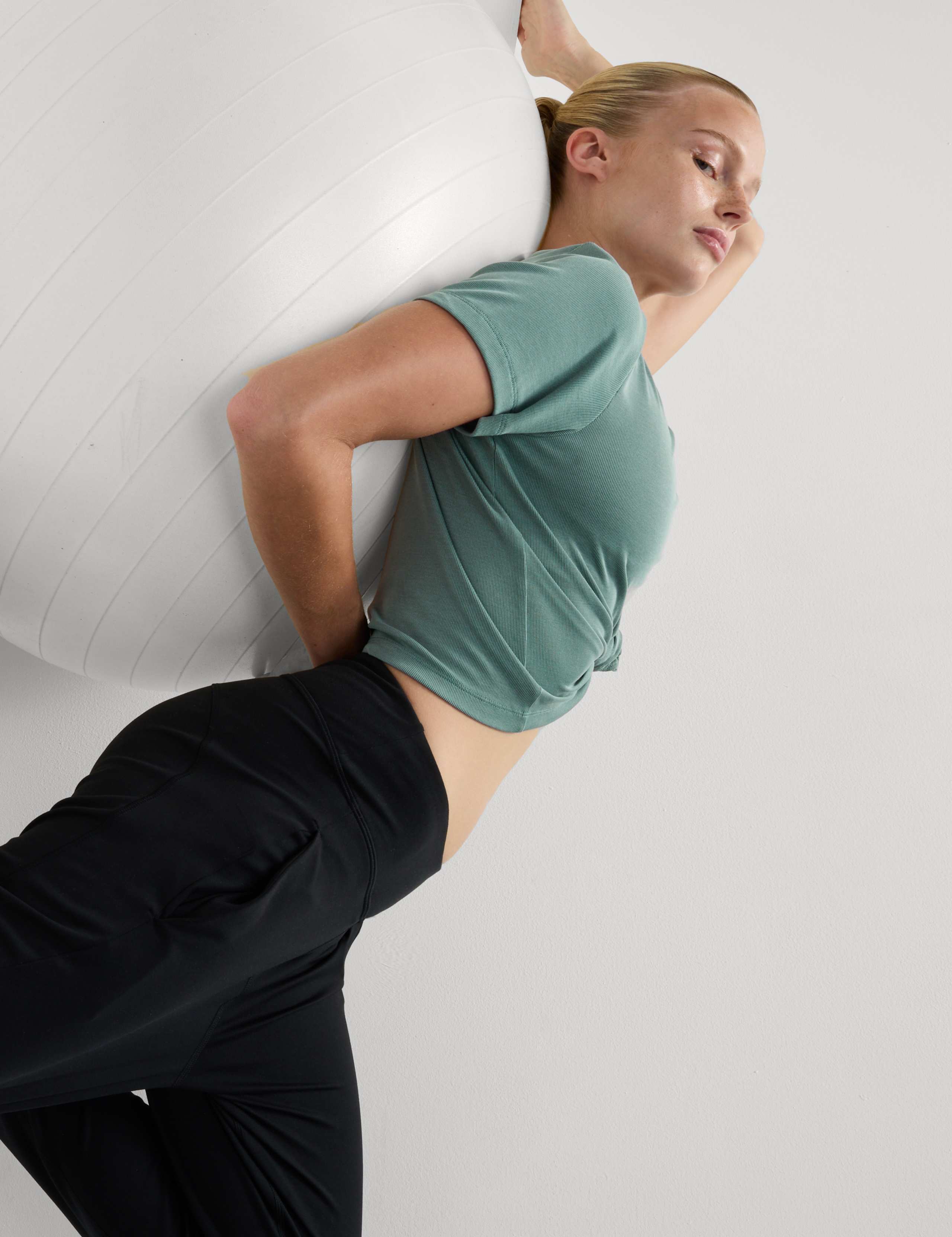 Modal Rich Rib Round Neck Boxy T-Shirt 7 of 8