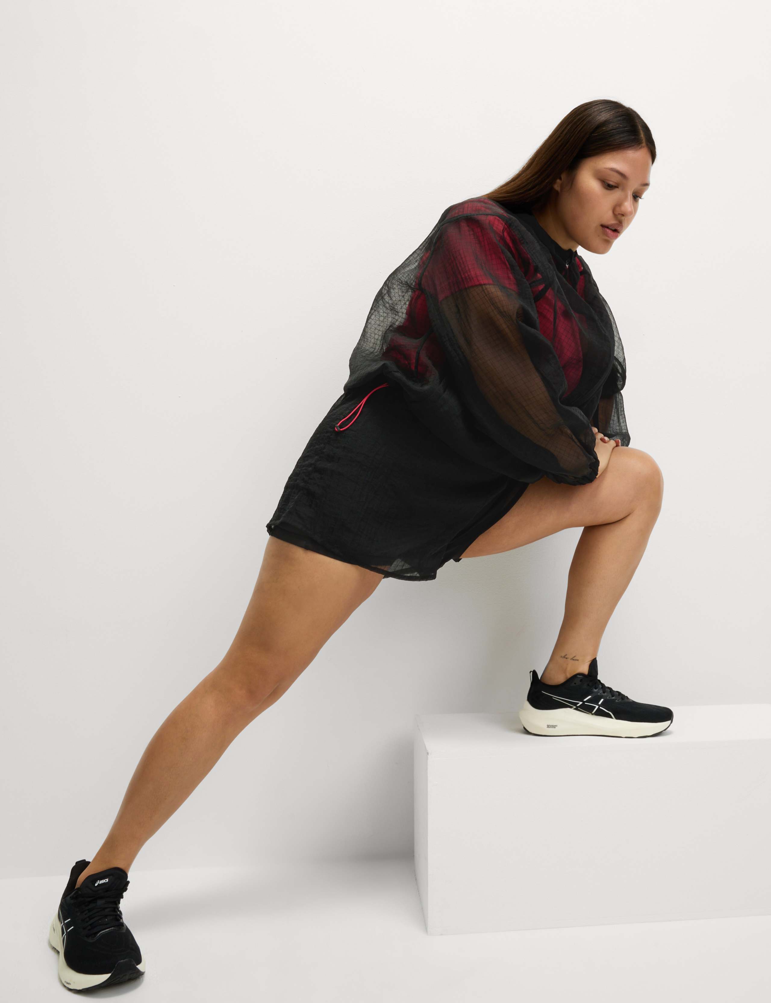 Textured Layered High Waisted Running Shorts 3 of 6