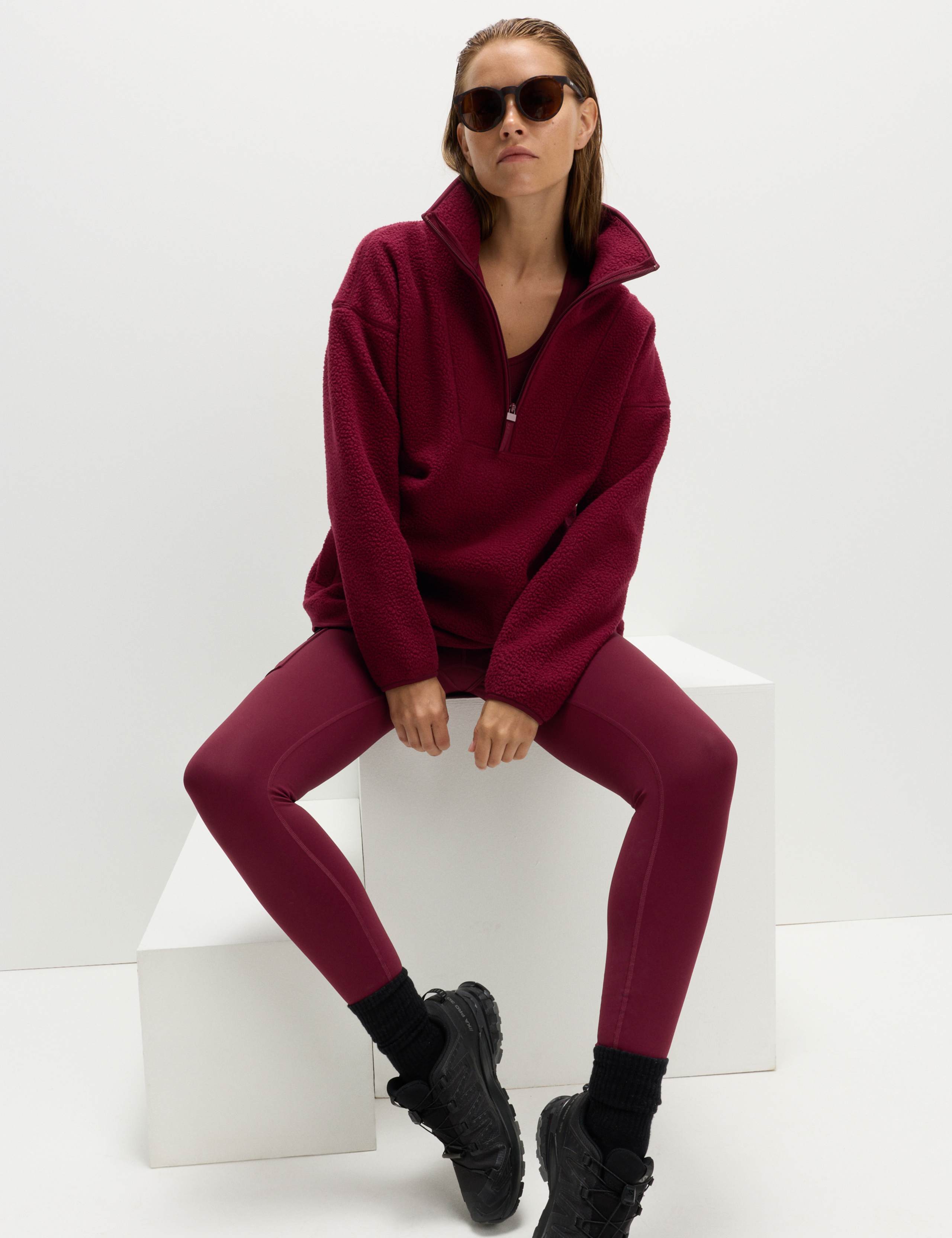 Borg Half Zip Funnel Neck Longline Fleece 3 of 7