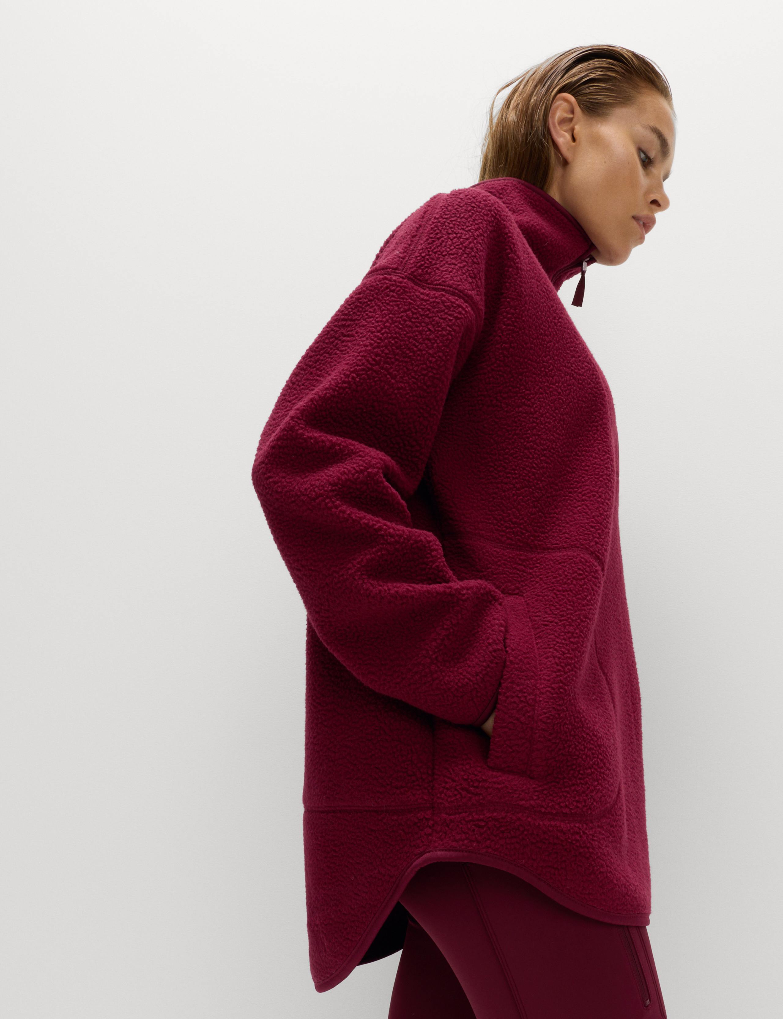Borg Half Zip Funnel Neck Longline Fleece 6 of 7