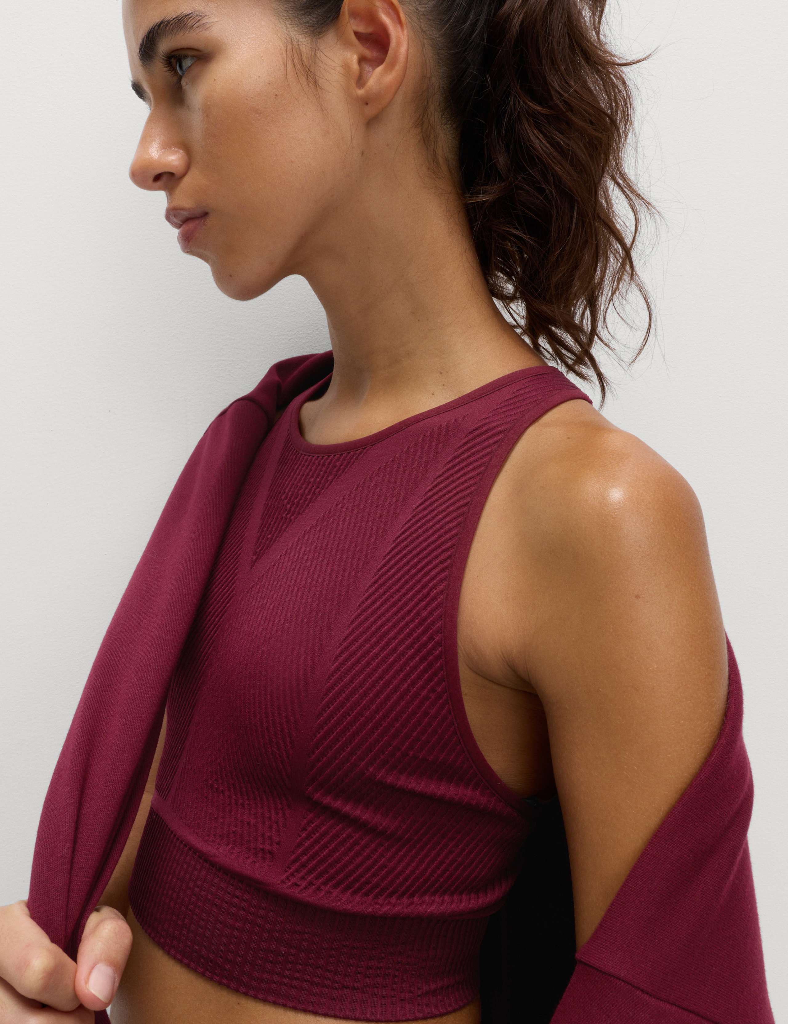 Rib Scoop Neck Seamless Crop Top 1 of 4