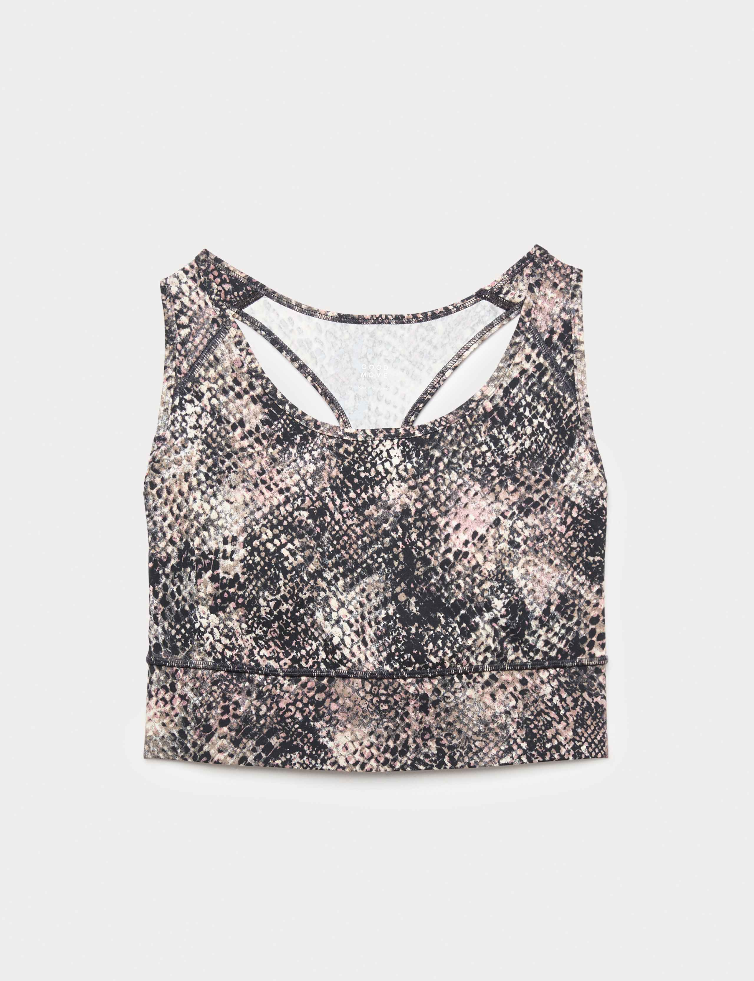 Go Train Printed Medium Support Racer Back Crop Top 2 of 4