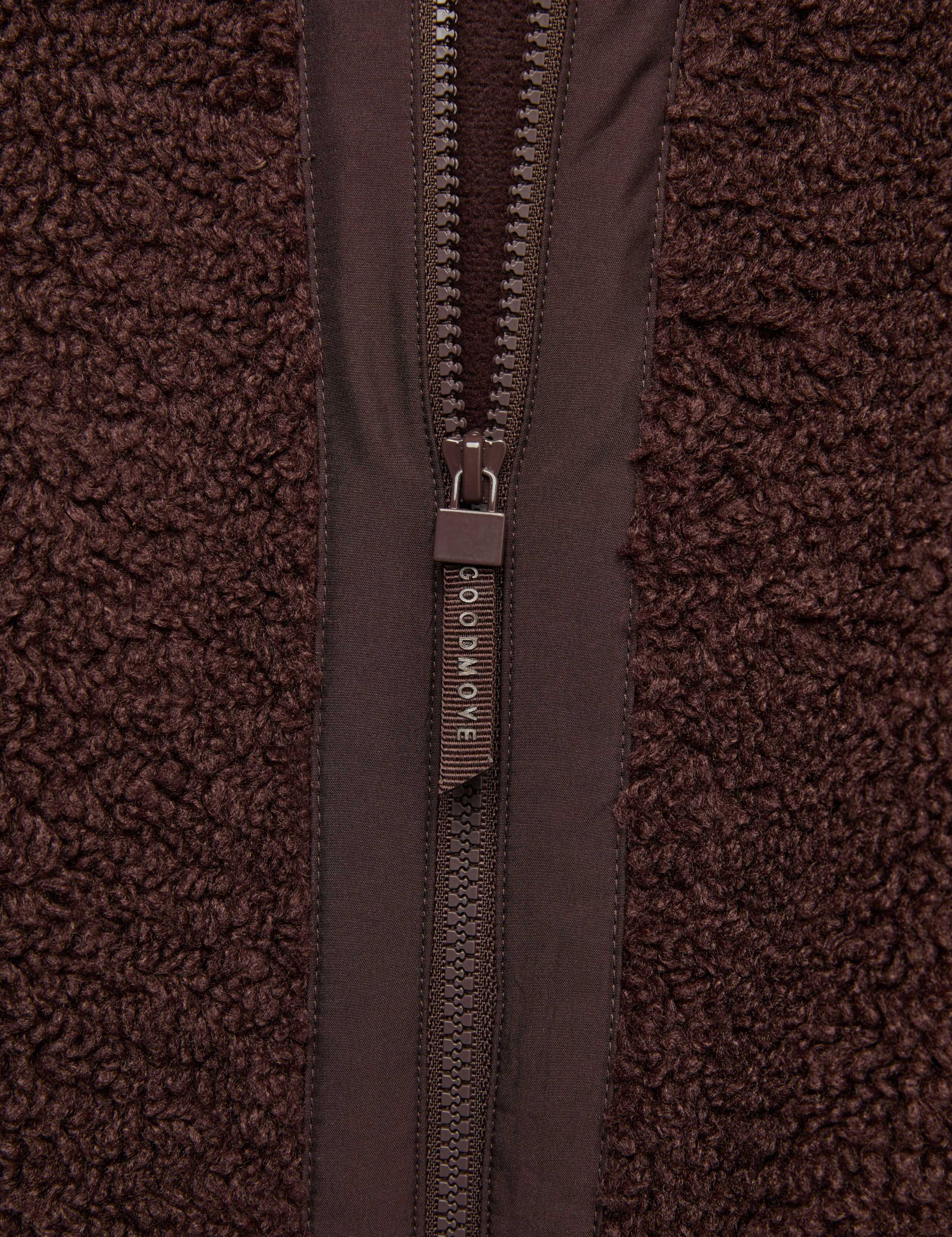 Faux Shearling Fleece Funnel Neck Zip Up Coat 8 of 8