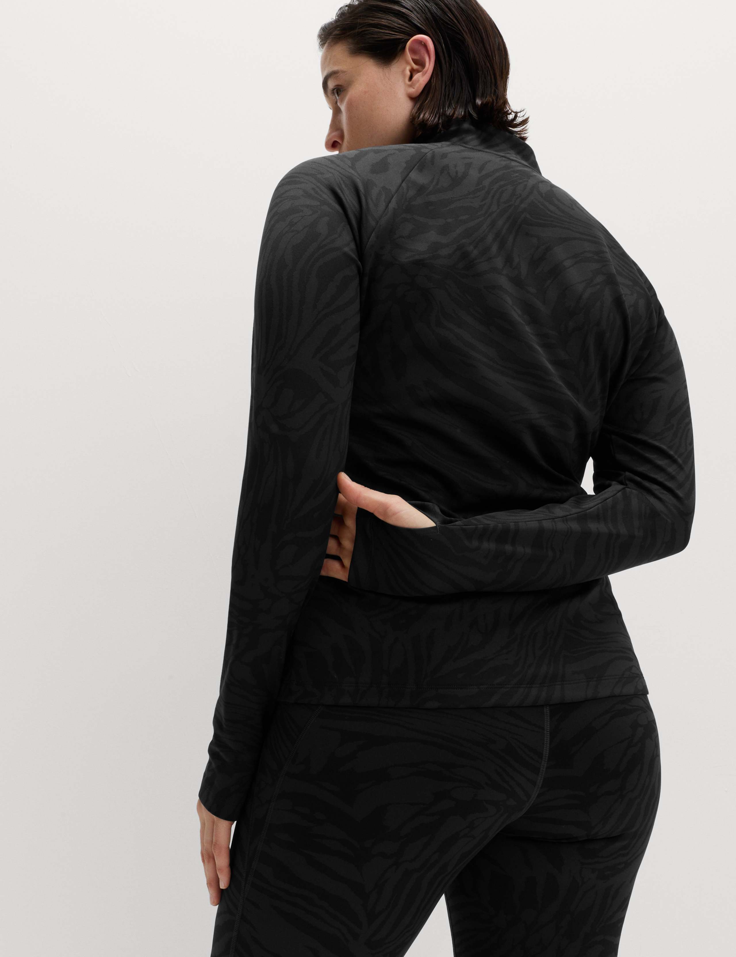 Thermal Jacquard Animal Print Half Zip Fitted Top 6 of 6