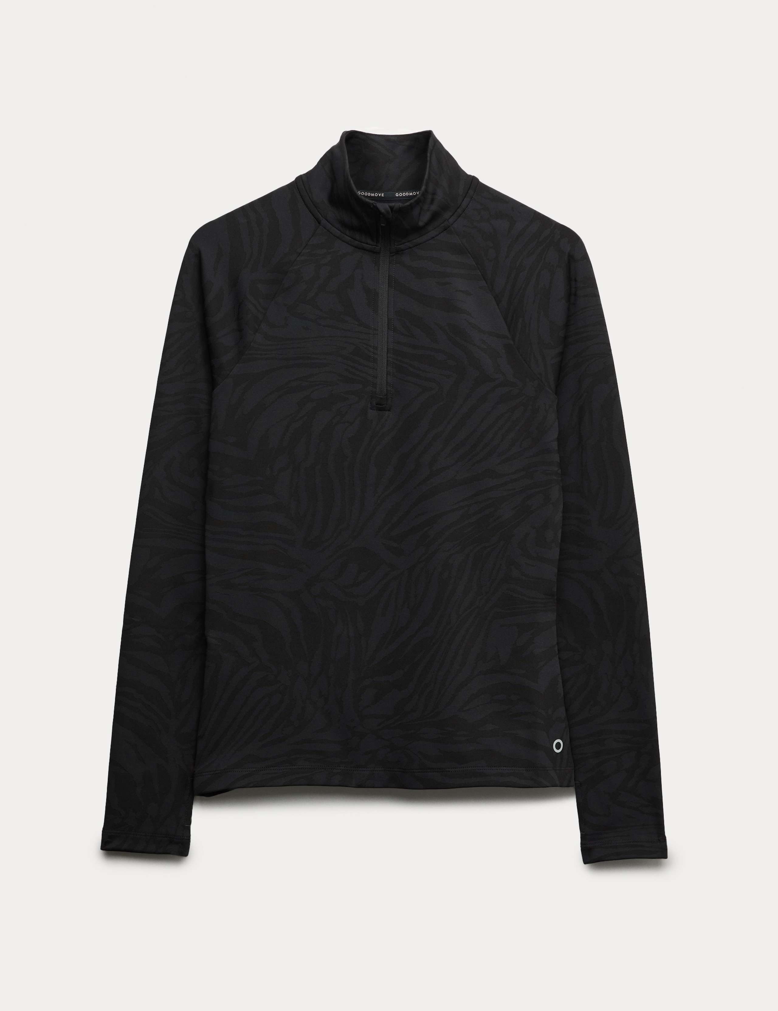 Thermal Jacquard Animal Print Half Zip Fitted Top 2 of 6