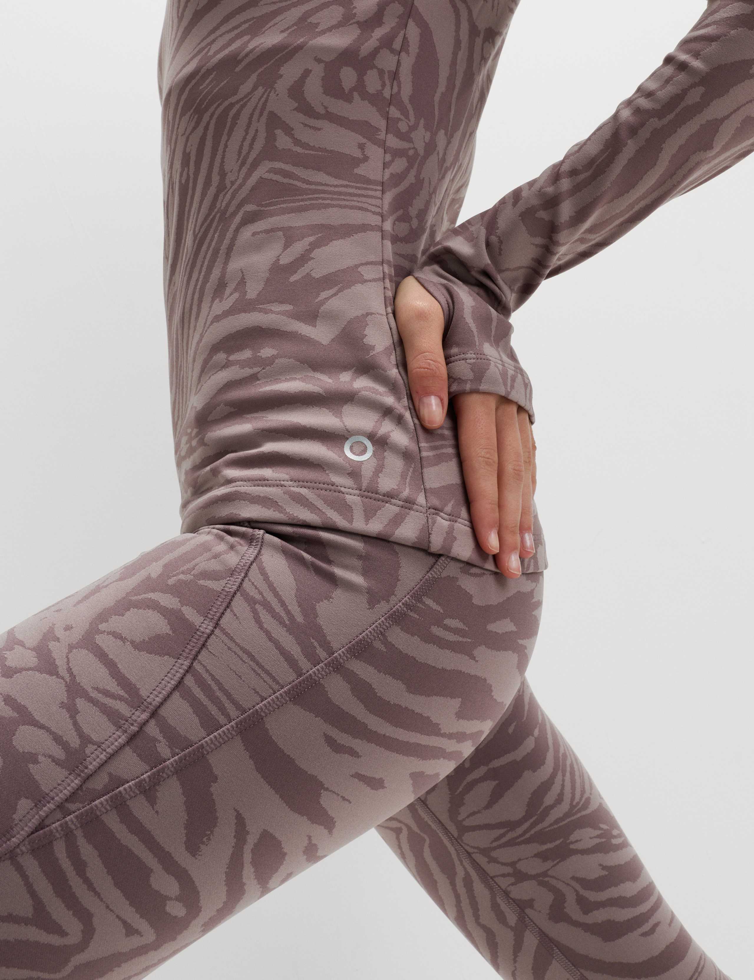 Thermal Jacquard Animal Print Half Zip Fitted Top 4 of 7