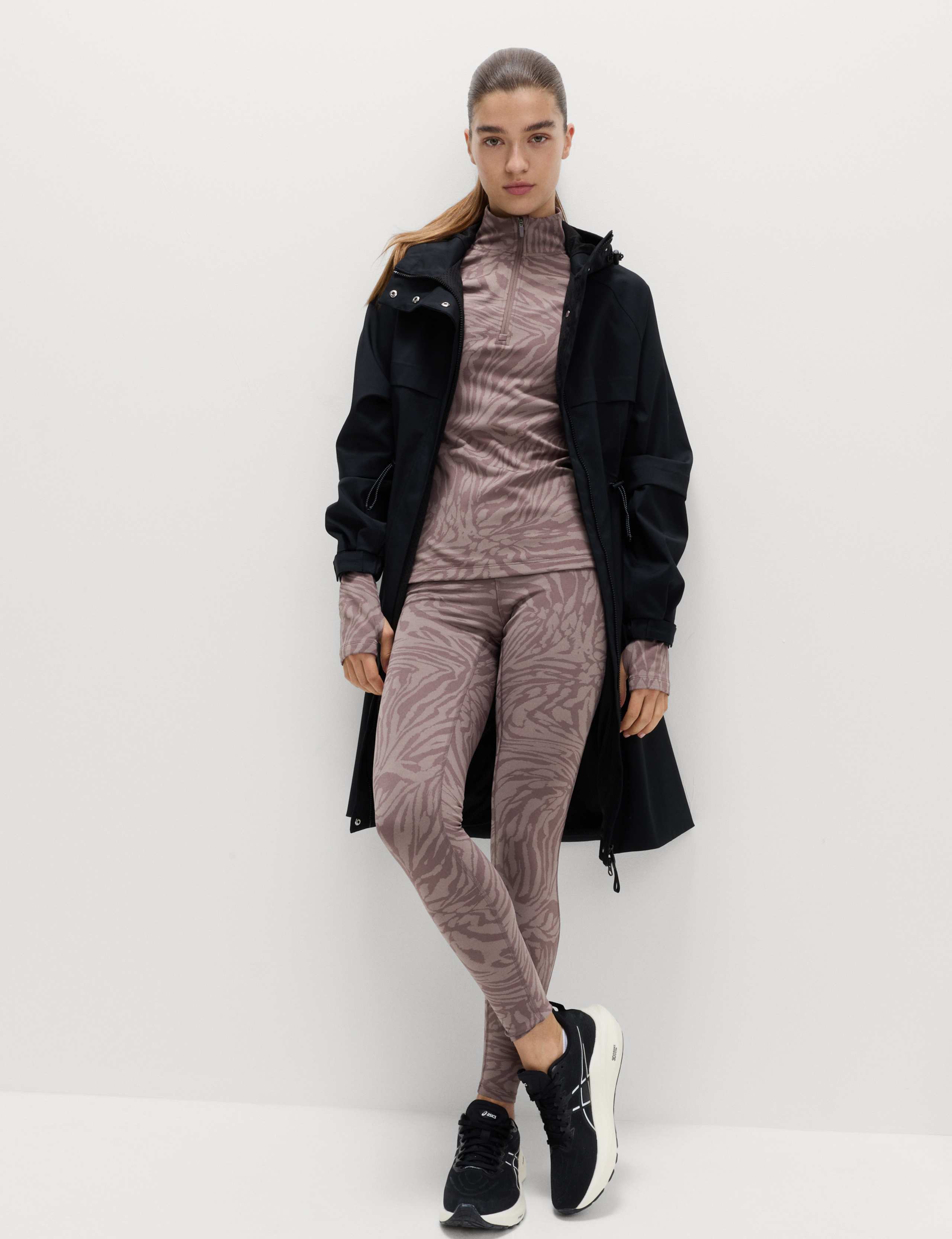 Thermal Jacquard Animal Print Half Zip Fitted Top 5 of 7