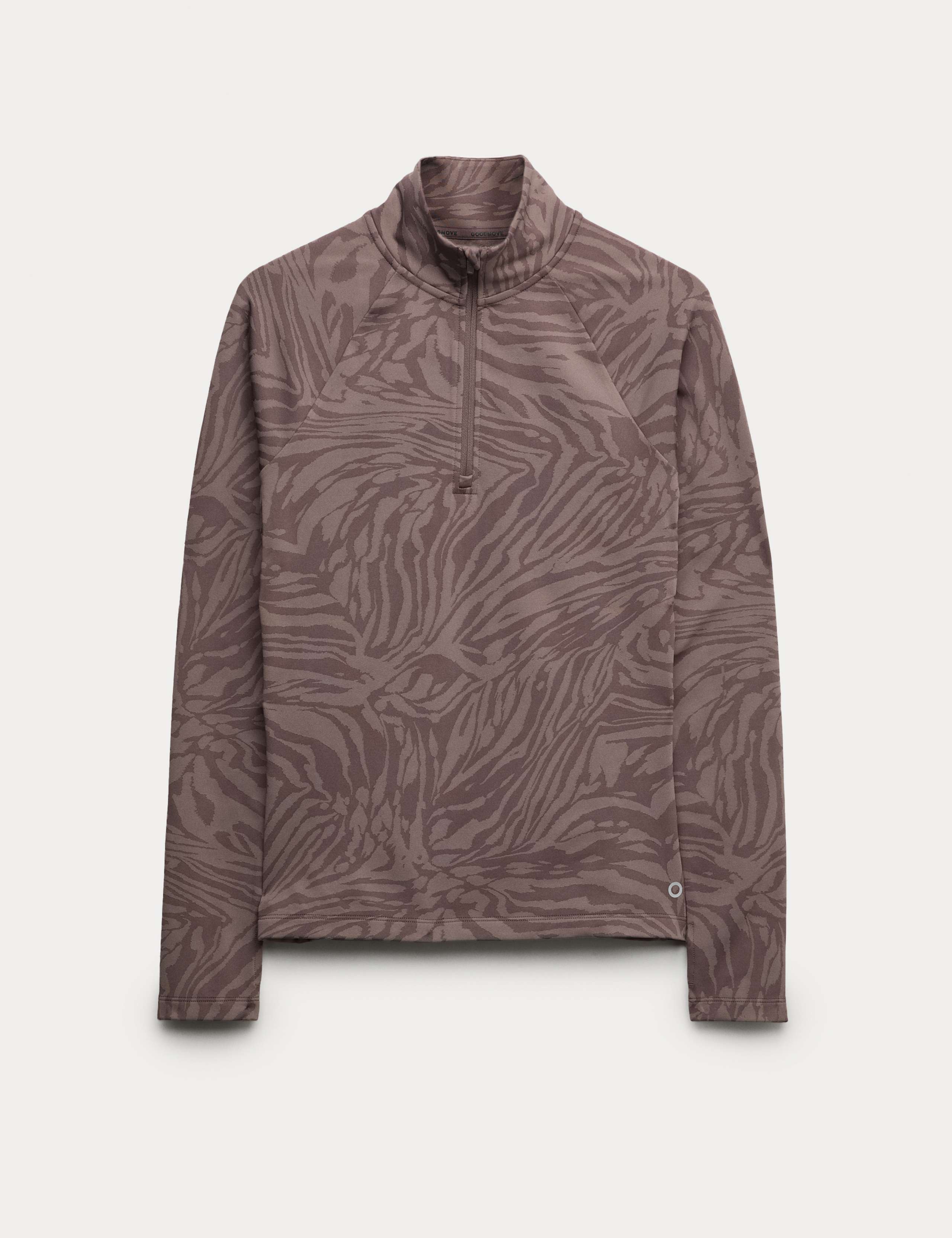 Thermal Jacquard Animal Print Half Zip Fitted Top 2 of 7