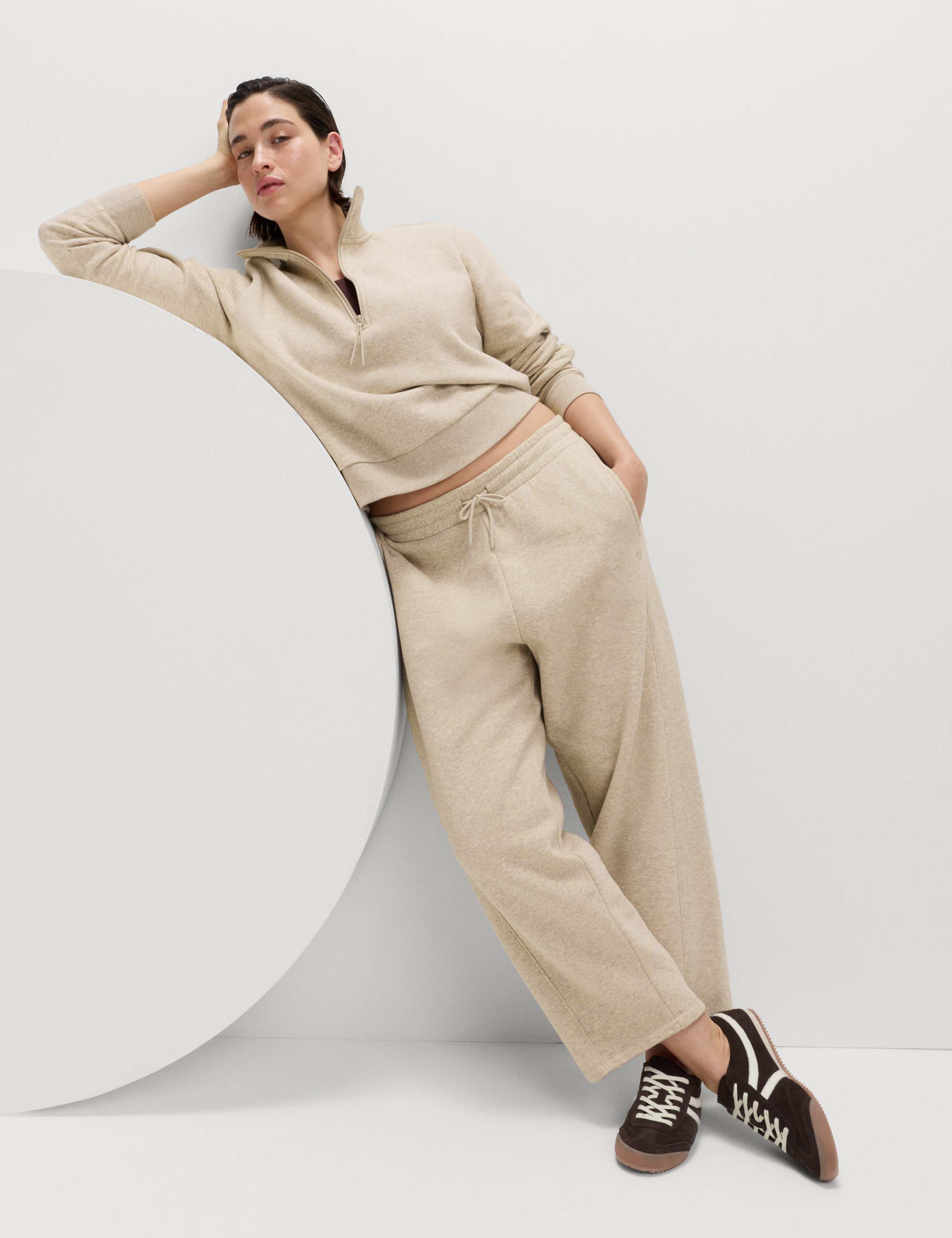 Cotton Rich High Waisted Barrel Leg Ankle Grazer Joggers 1 of 6