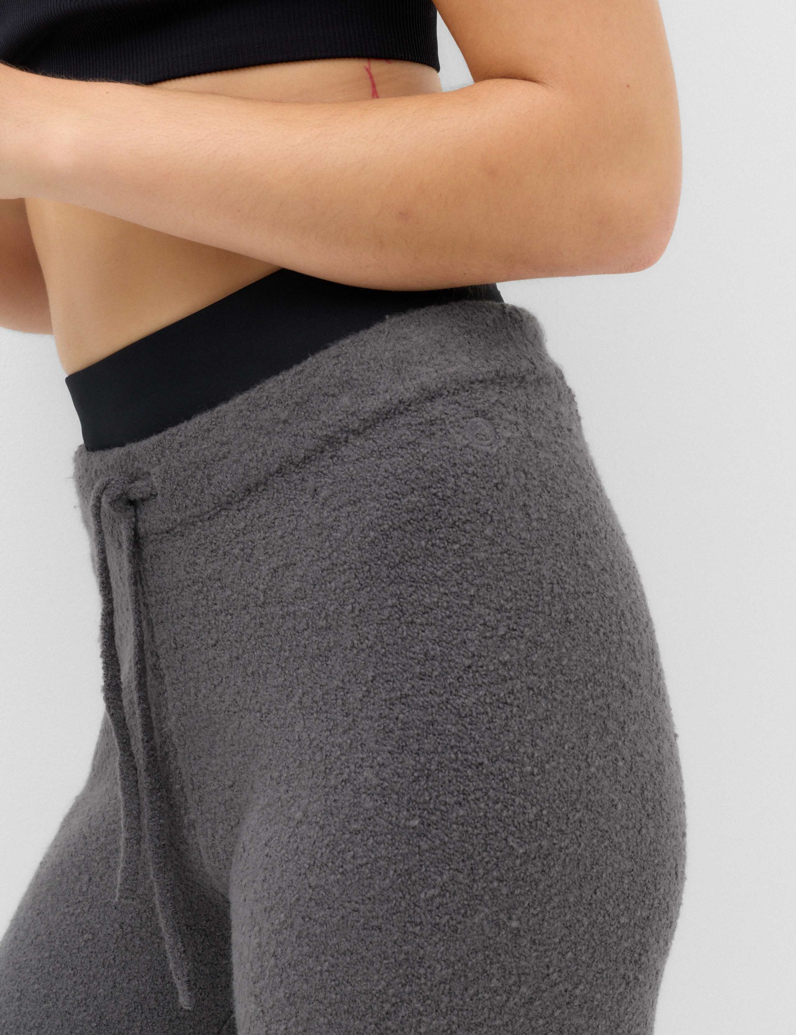 Boucle High Waisted Wide Leg Joggers 3 of 5