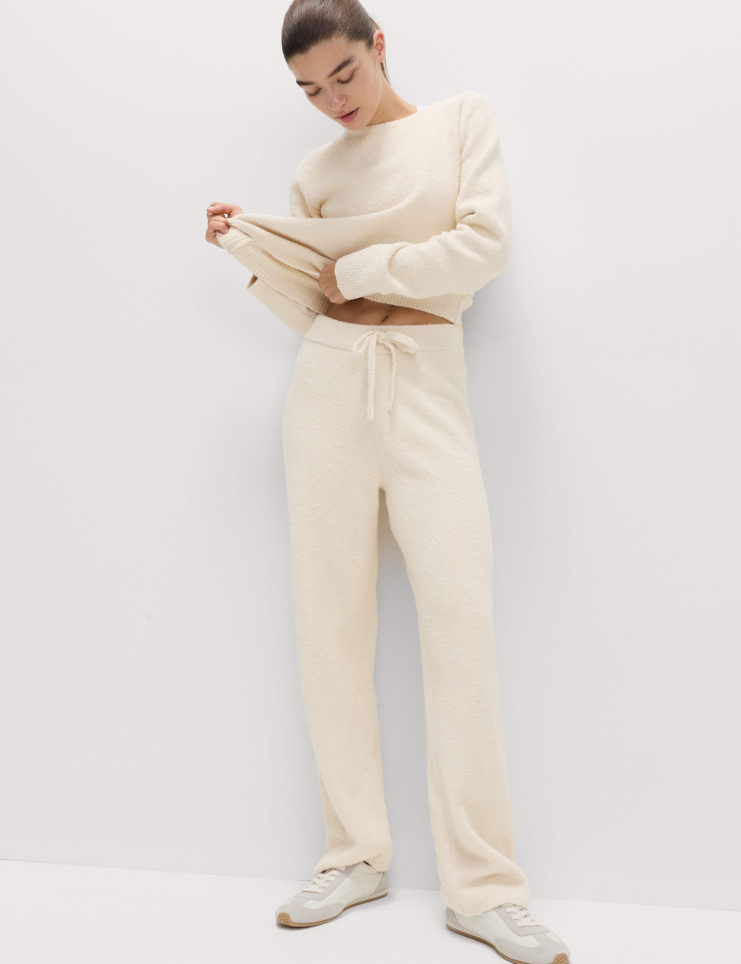 Super Soft Boucle High Waisted Wide Leg Joggers 3 of 6