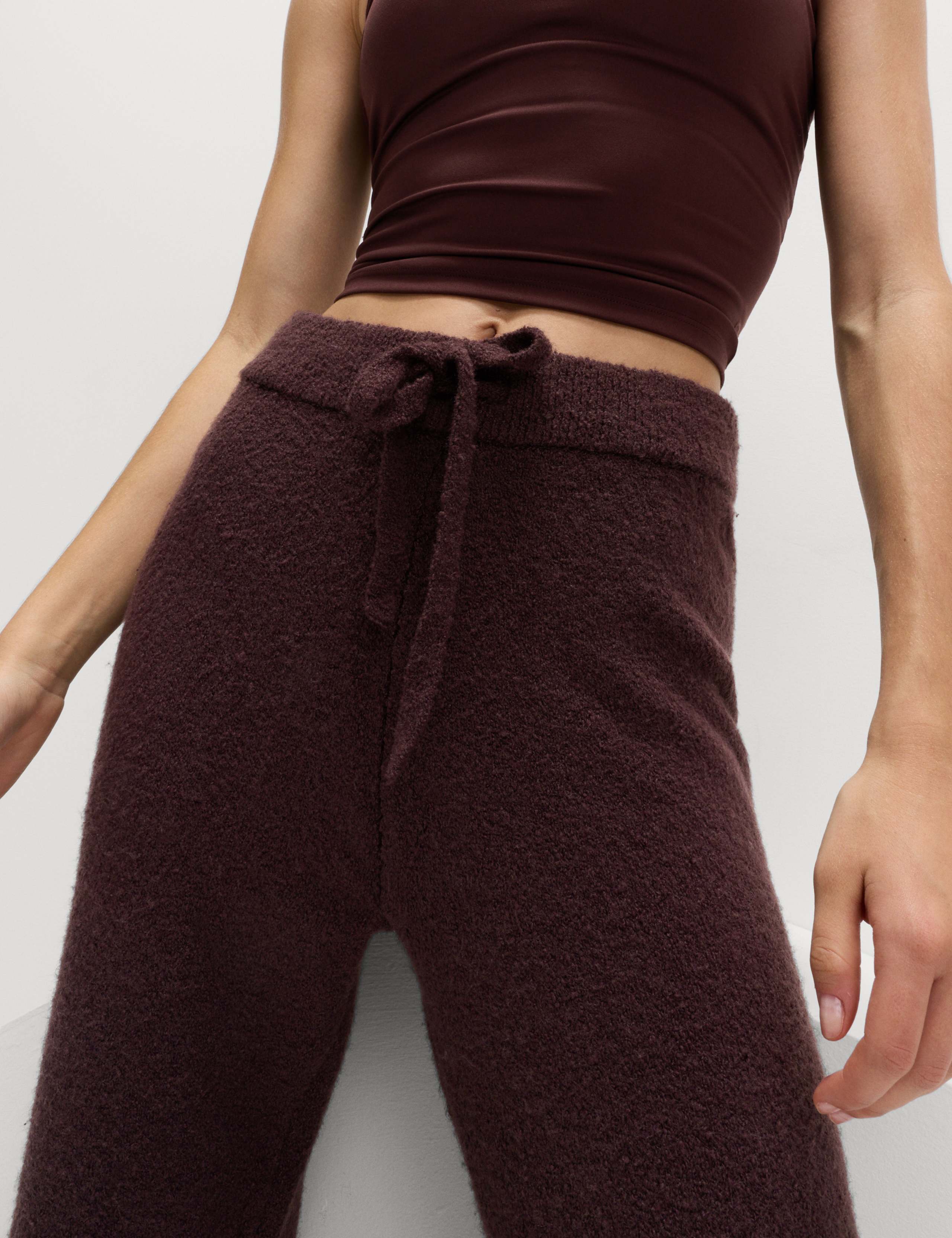 Super Soft Boucle High Waisted Wide Leg Joggers 1 of 6