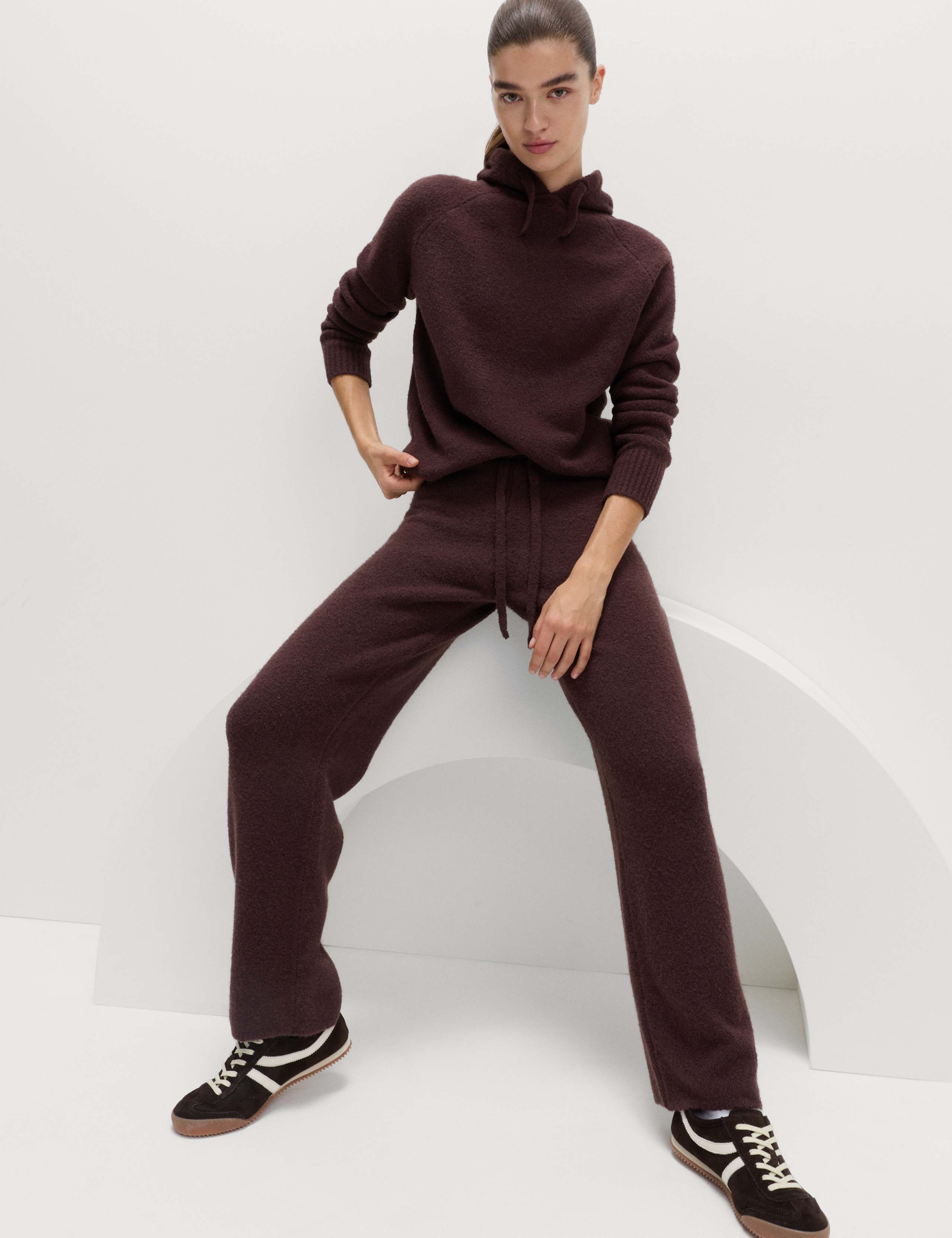 Super Soft Boucle High Waisted Wide Leg Joggers 3 of 6