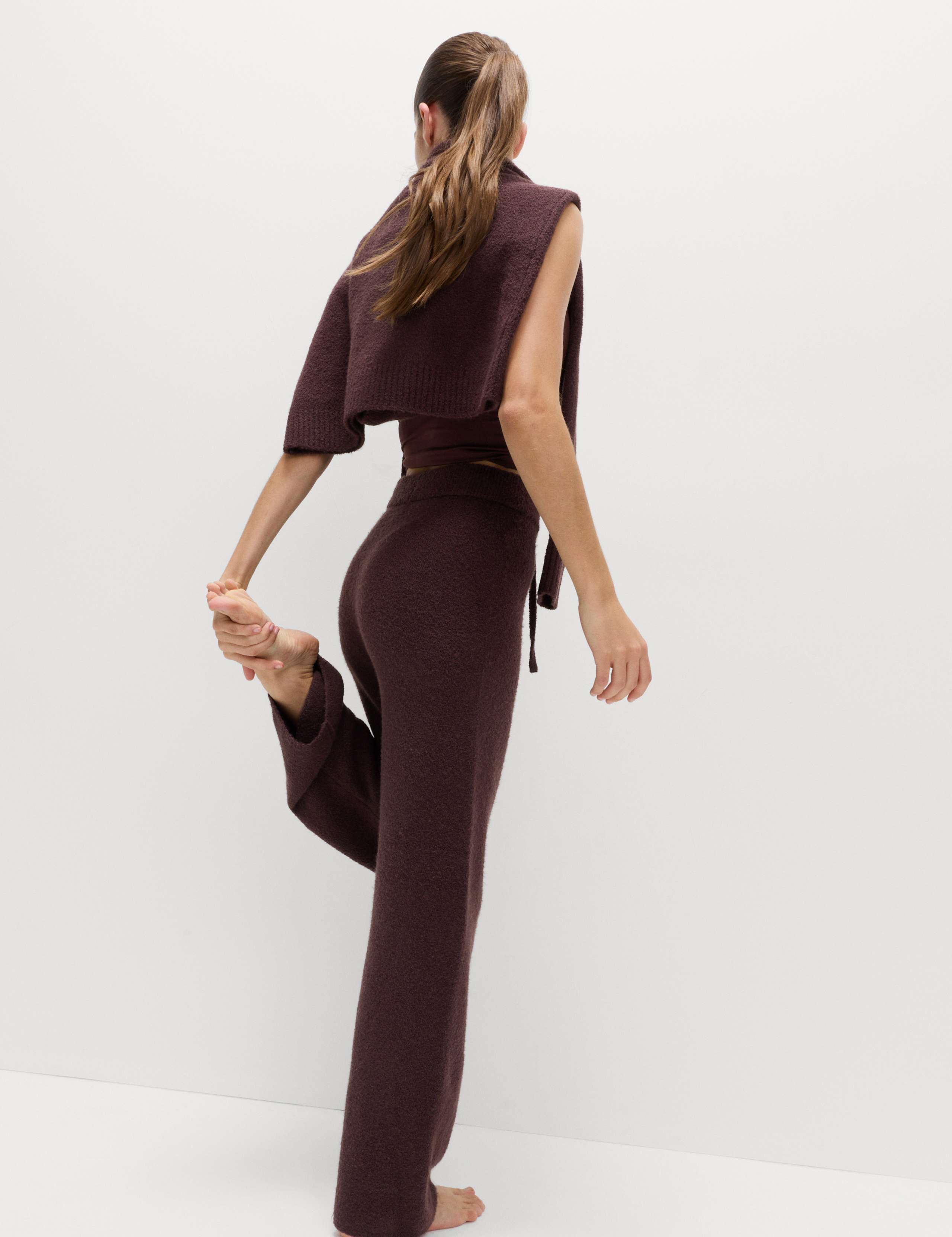 Super Soft Boucle High Waisted Wide Leg Joggers 4 of 6