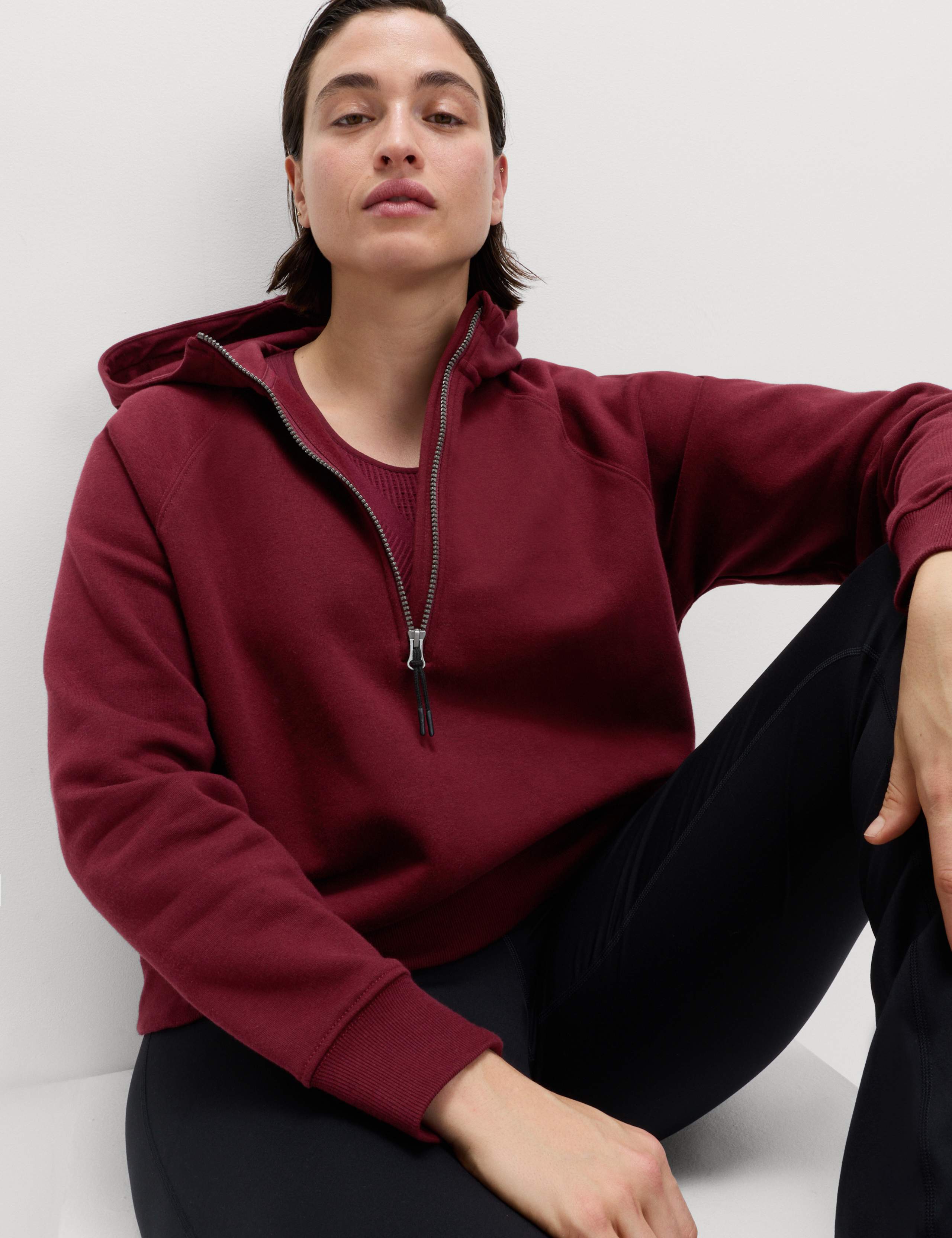 Cotton Rich Half Zip Relaxed Hoodie 3 of 7